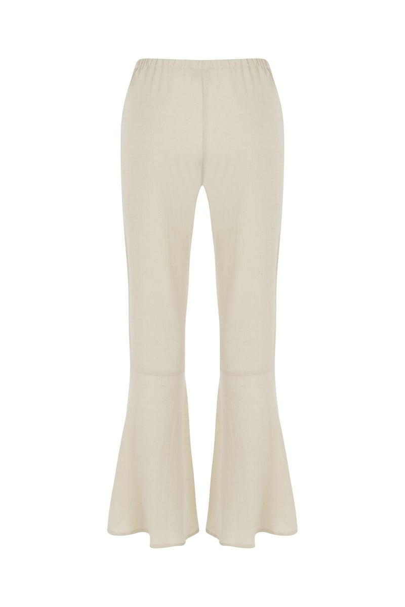 Si Cream Embellished Linen Pants