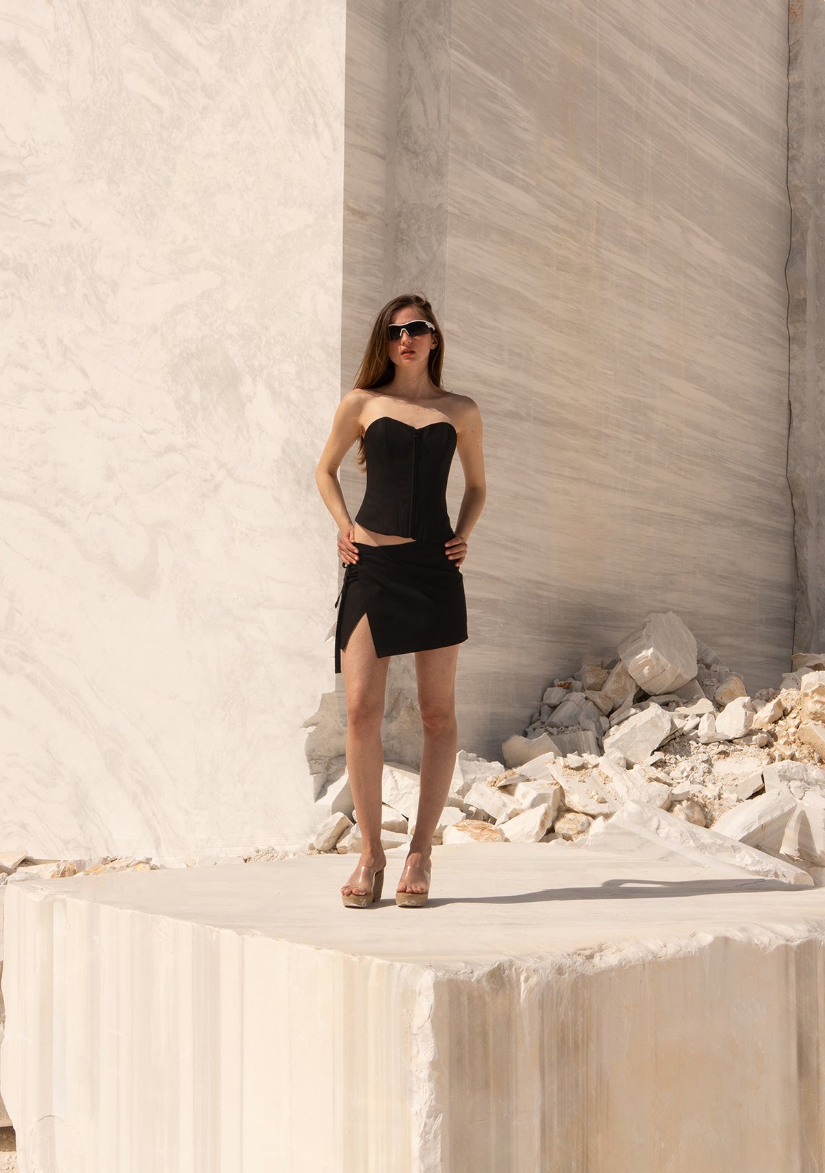 Black Silent Drama Wrap Skirt