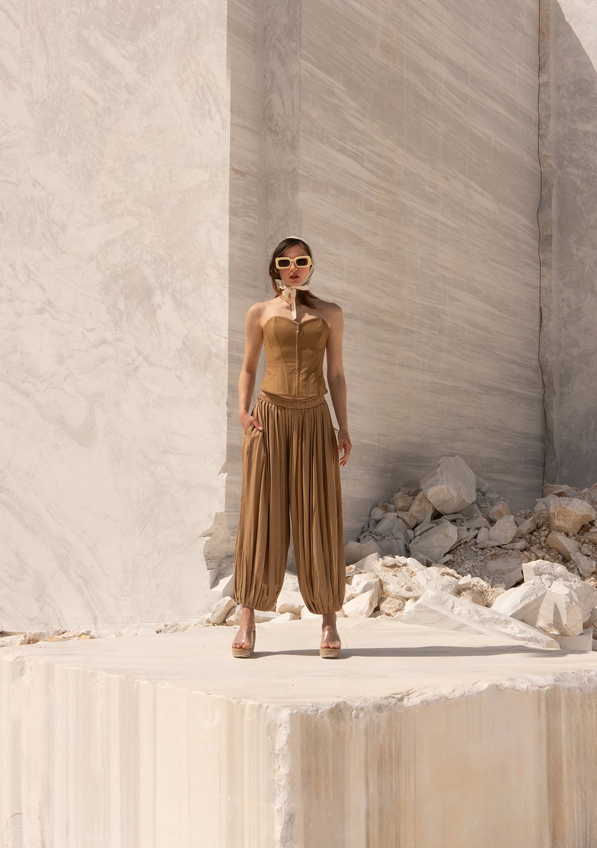 Beige Laughing Oracle Trousers