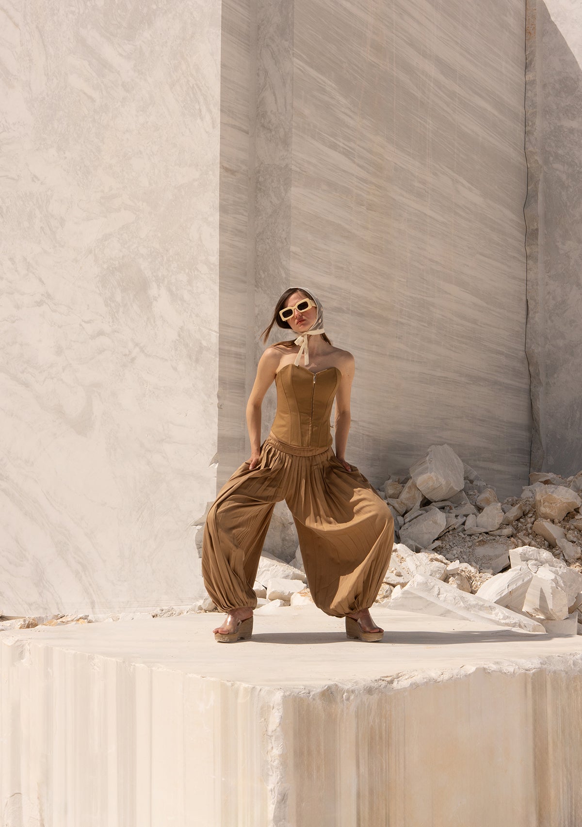 Beige Laughing Oracle Trousers