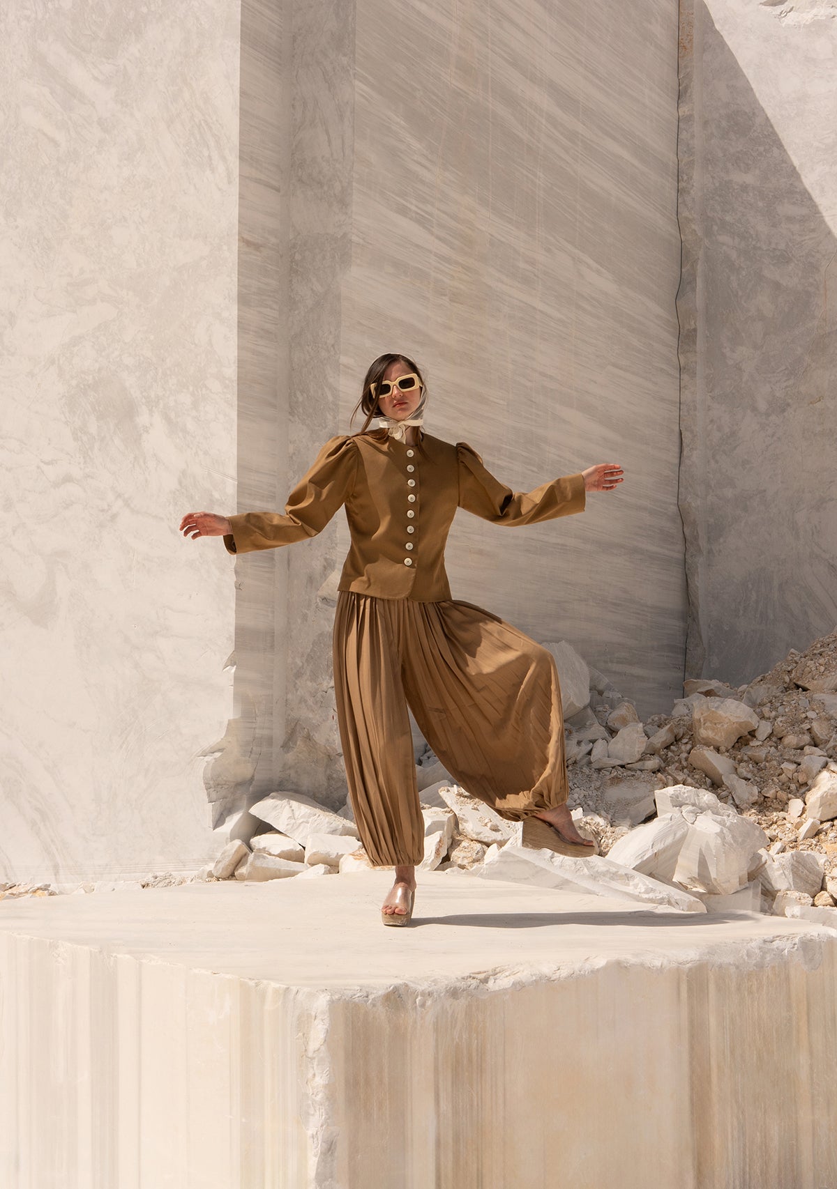 Beige Laughing Oracle Trousers