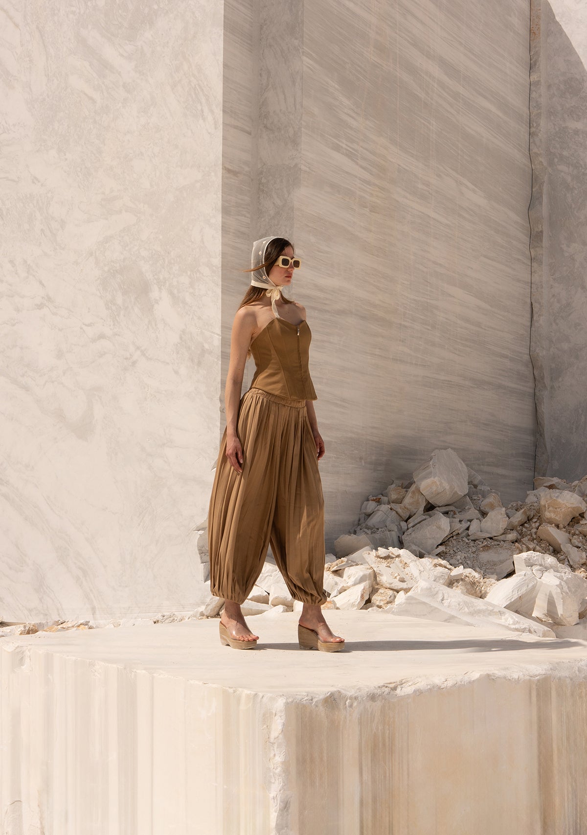 Beige Laughing Oracle Trousers