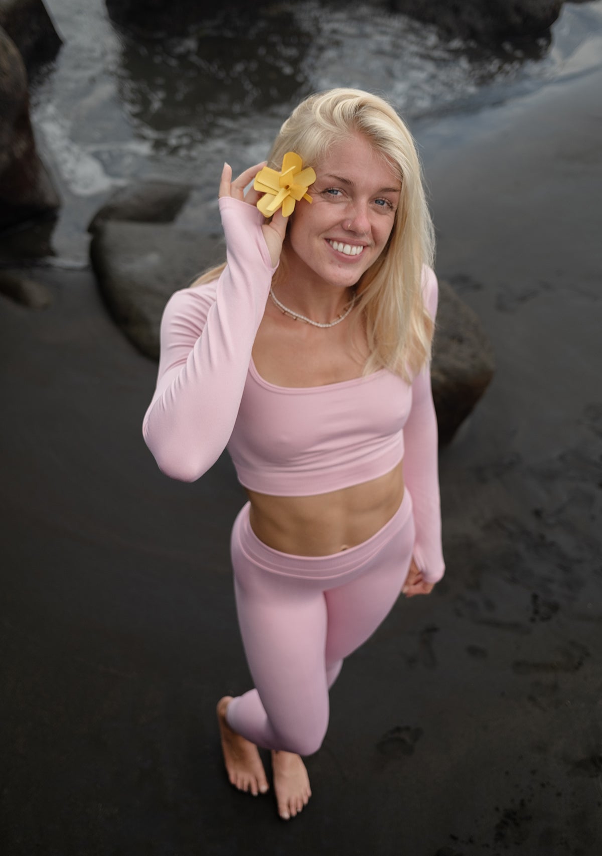 Dikişsiz Uzun Kollu U Yaka Crop Bluz