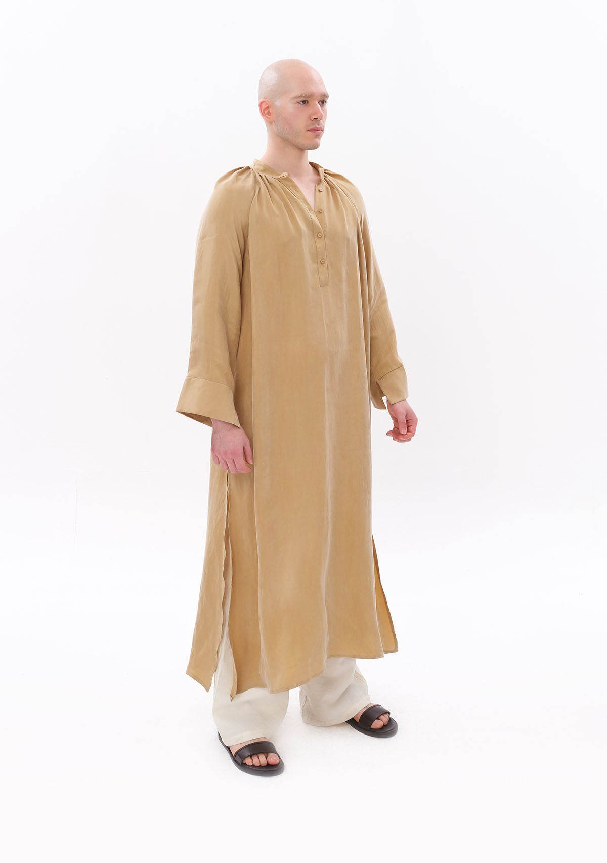 Bej Luxe Tencel™ Reglan Kol Elbise
