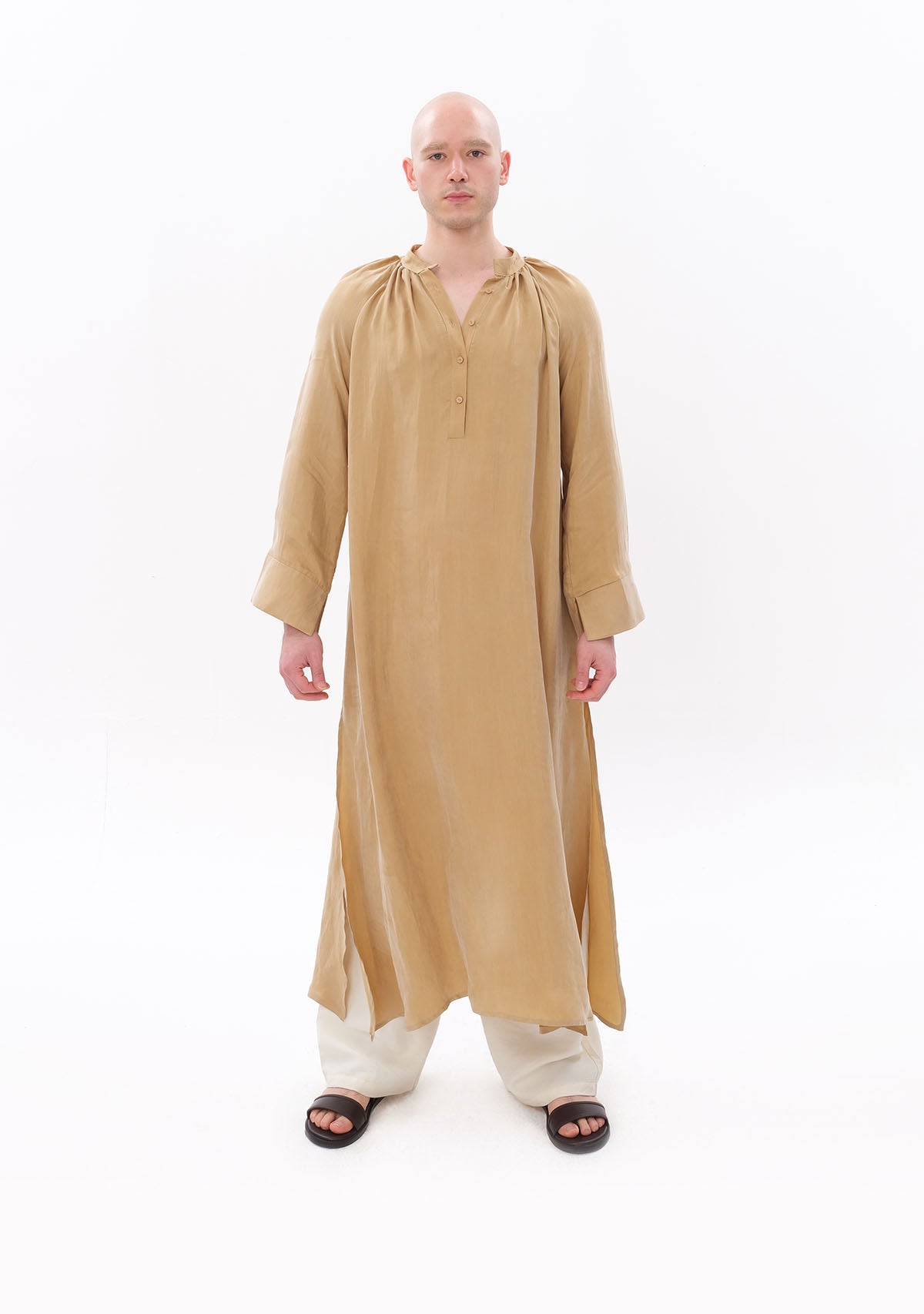 Bej Luxe Tencel™ Reglan Kol Elbise