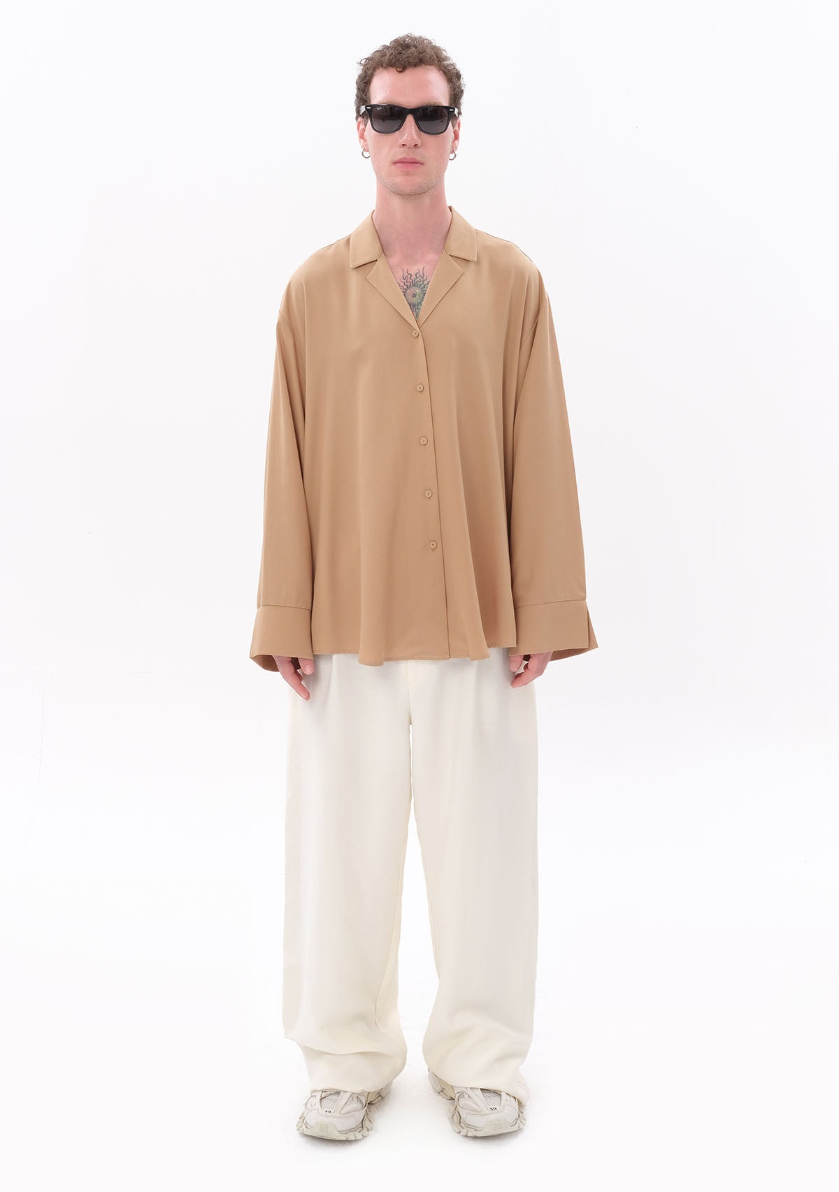 Bej Tencel™ Oversize Gömlek