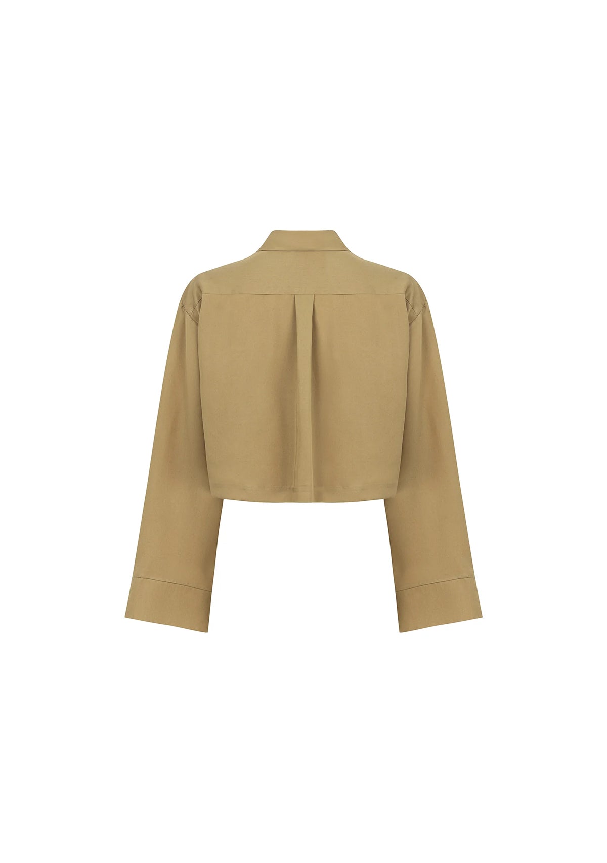 Bej Tencel™ Oversize Crop Gömlek