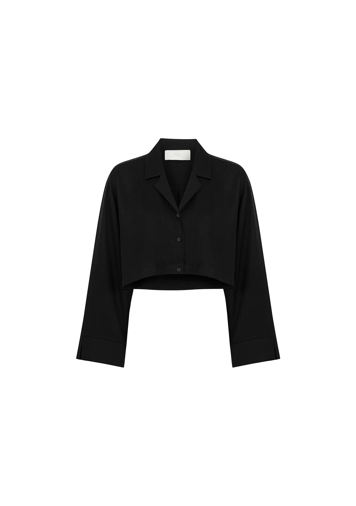 Siyah Tencel™ Oversize Crop Gömlek