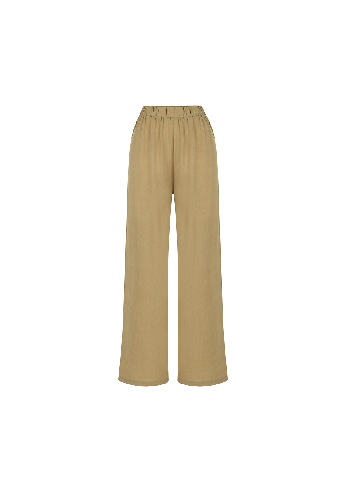 Bej Tencel™ Beli Lastikli Pantolon