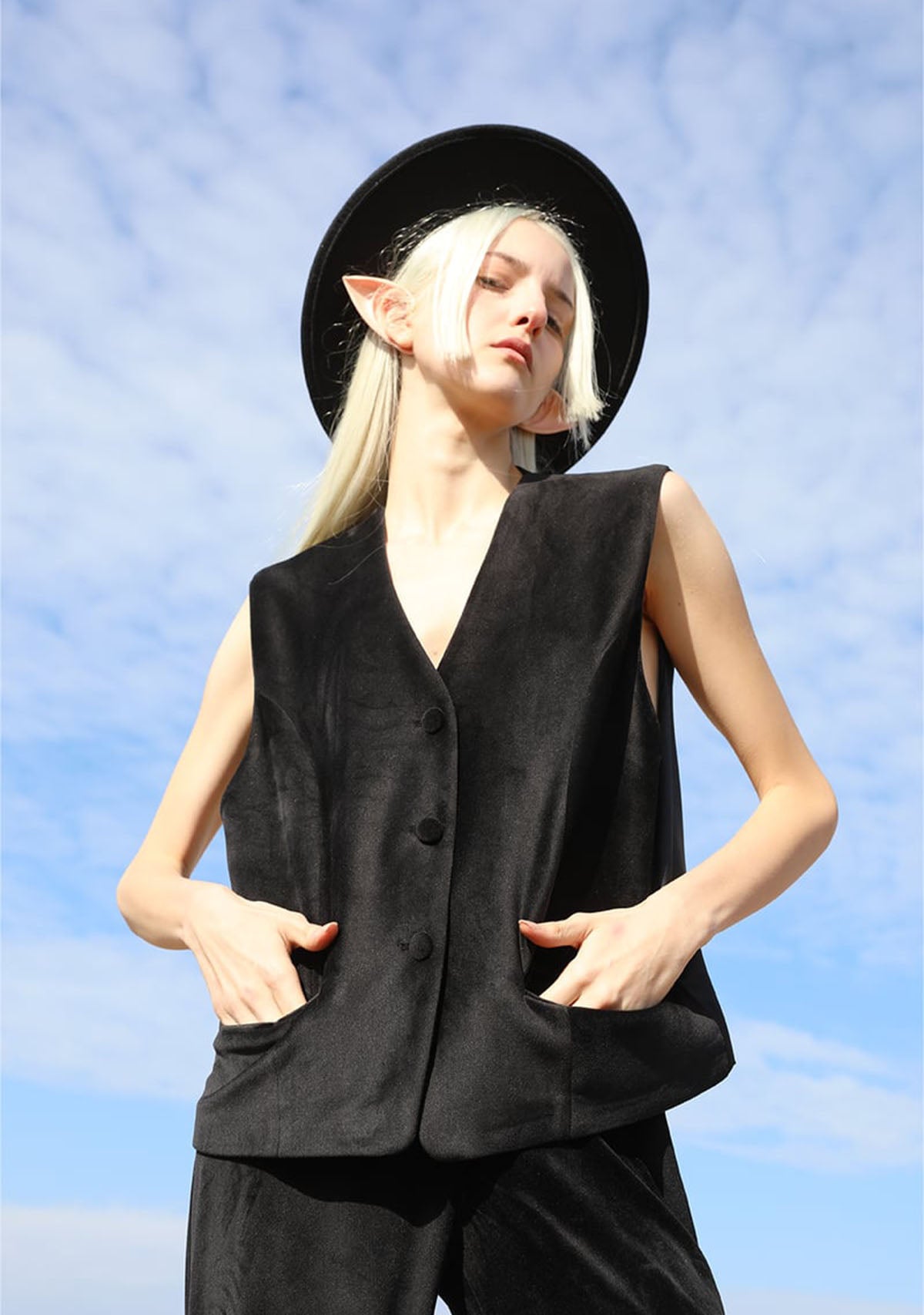 Black Ines Velvet Vest