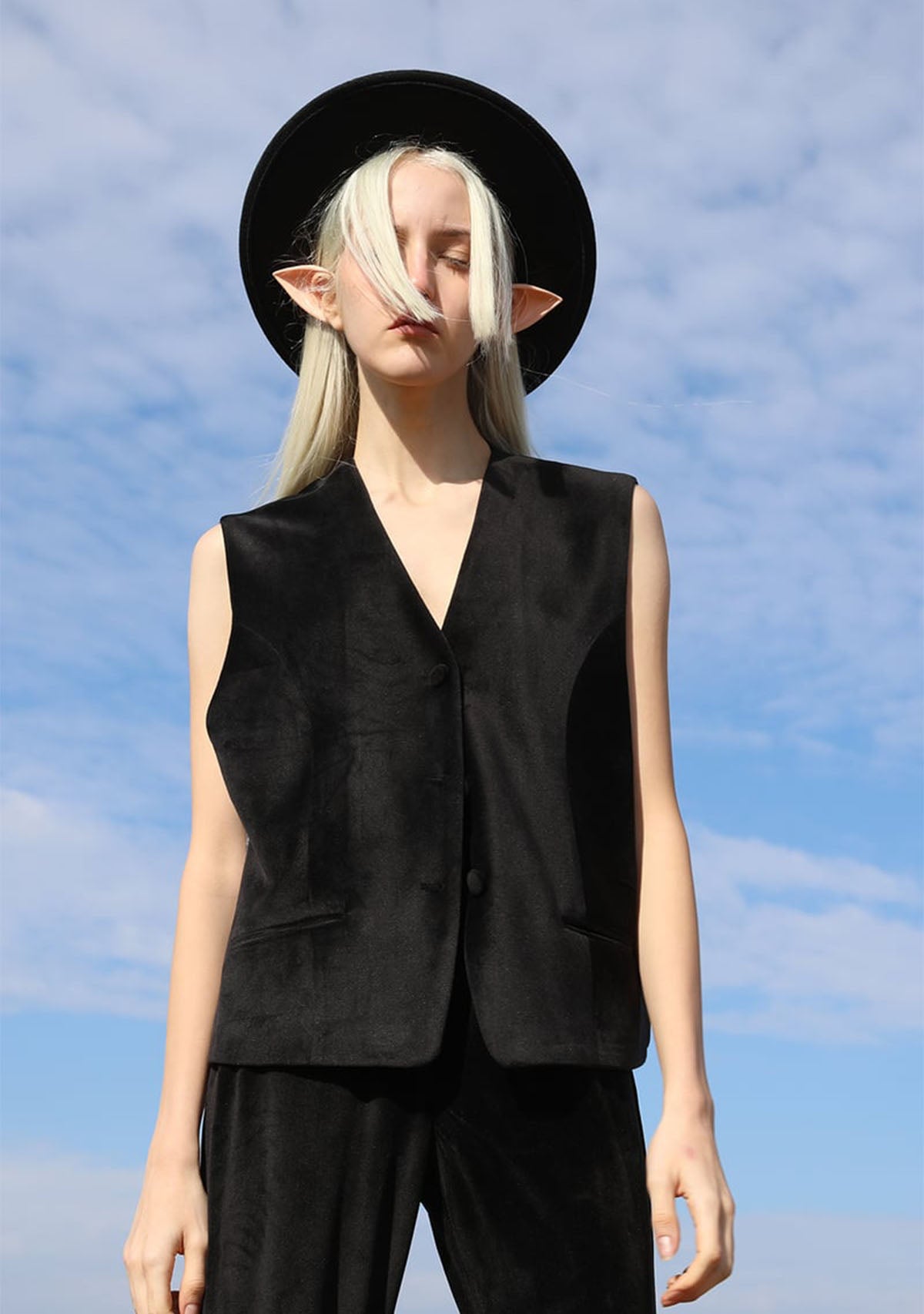 Black Ines Velvet Vest