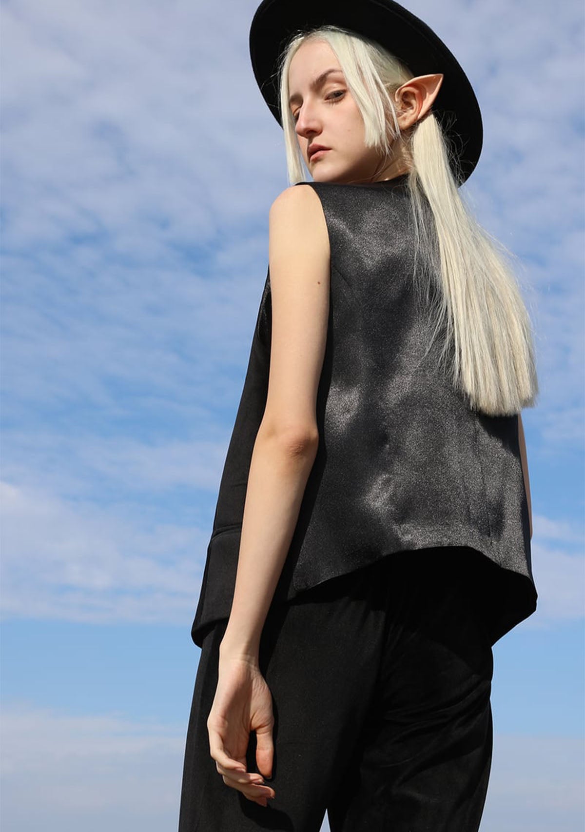 Black Ines Velvet Vest