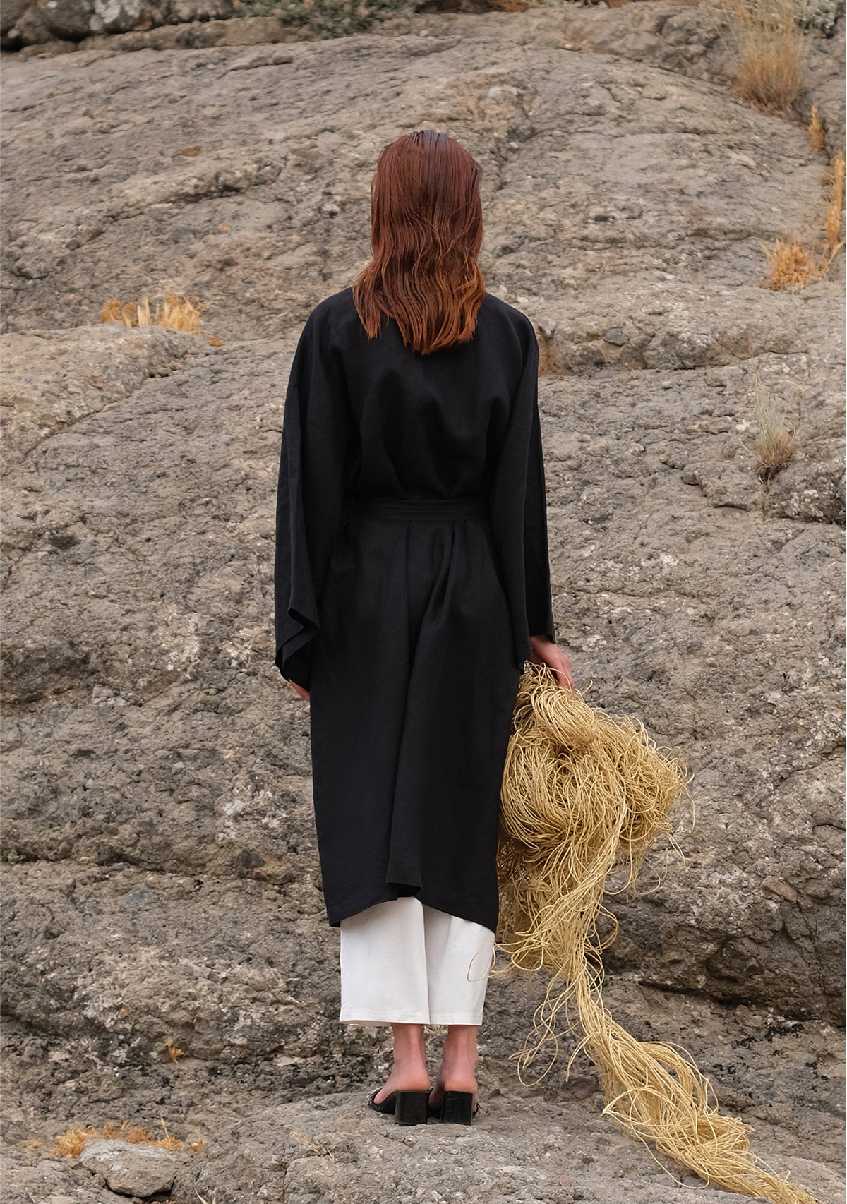 Siyah Keten Kimono