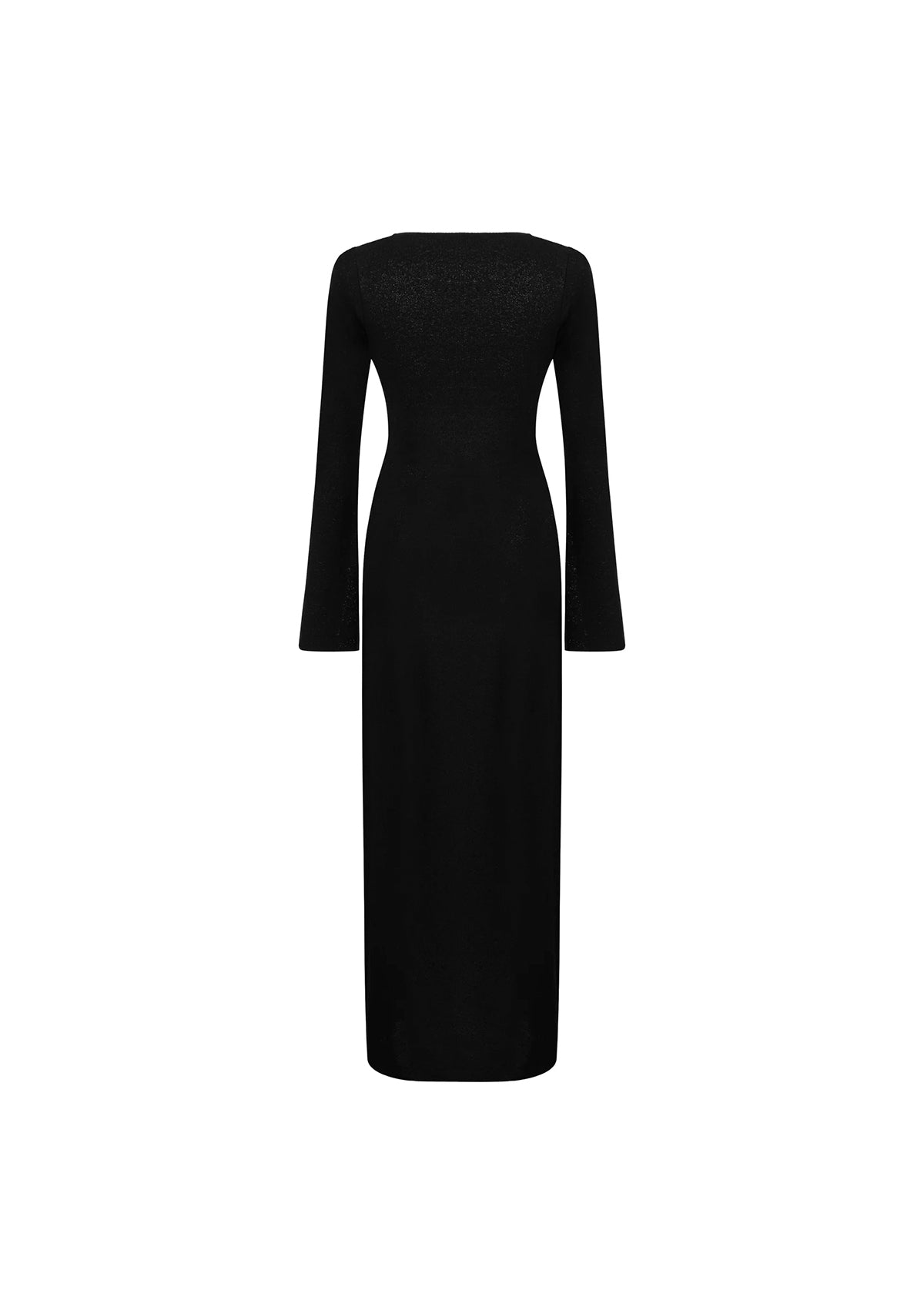 Si Yırtmaçlı Uzun Kollu Siyah Triko Elbise