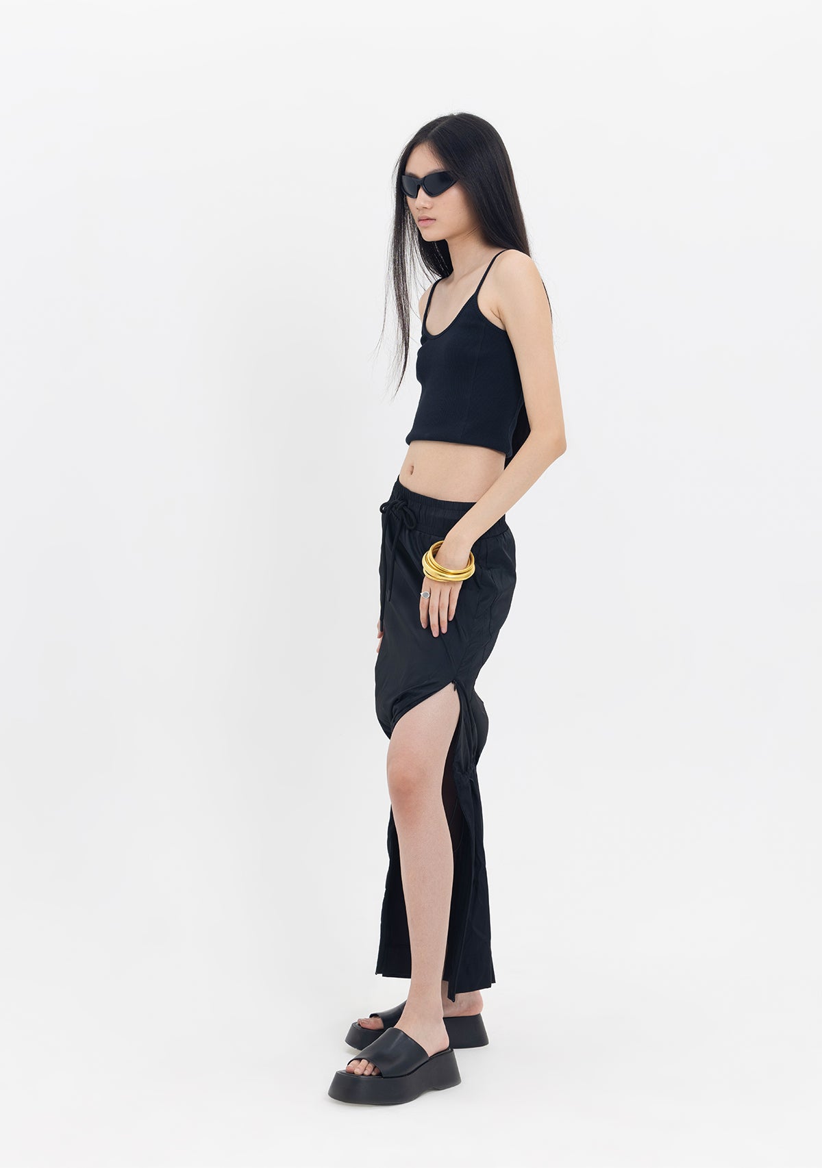 Paraşüt Kumaş Fonksiyonel Siyah Etek