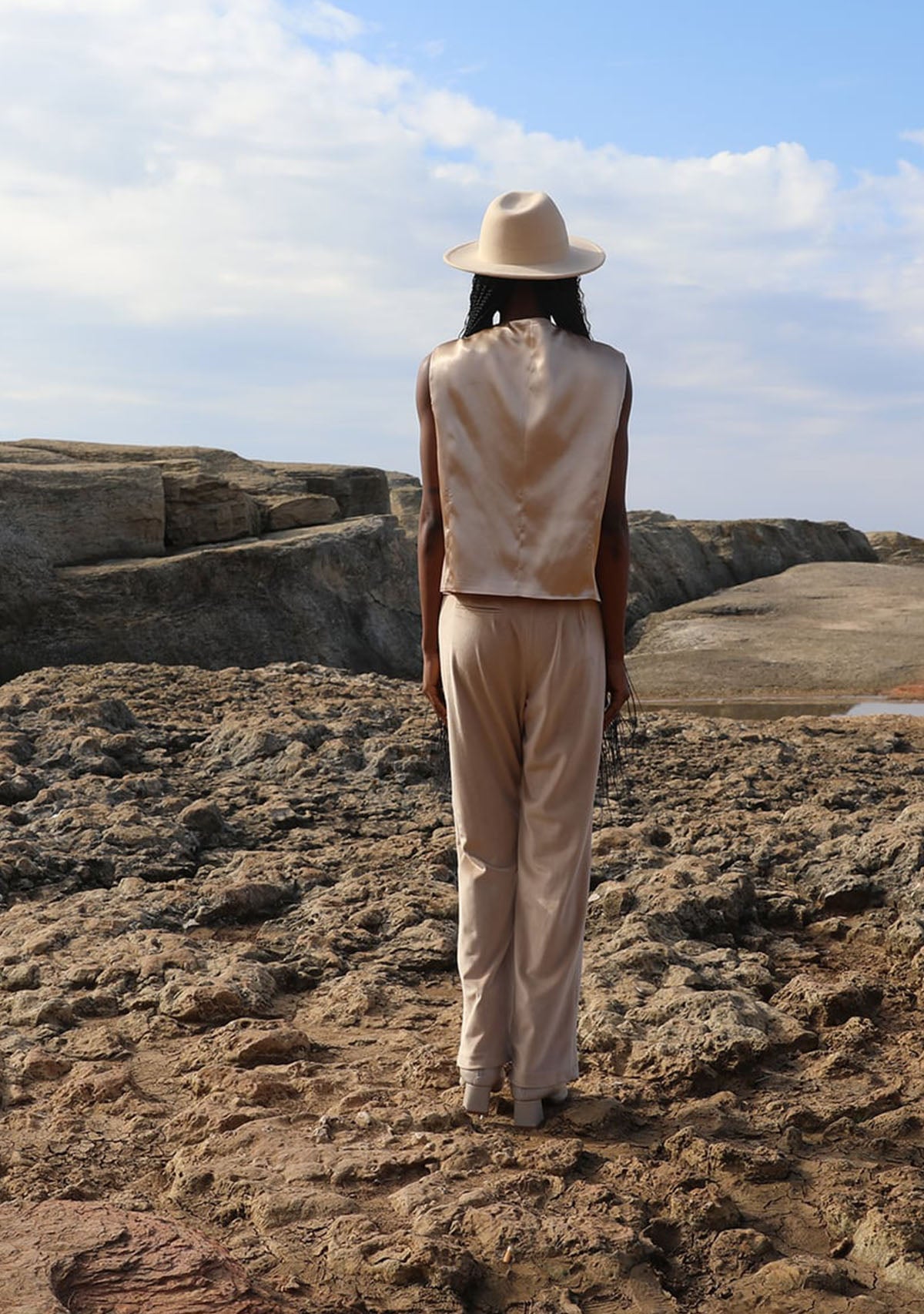 Cream Ines Velvet Vest