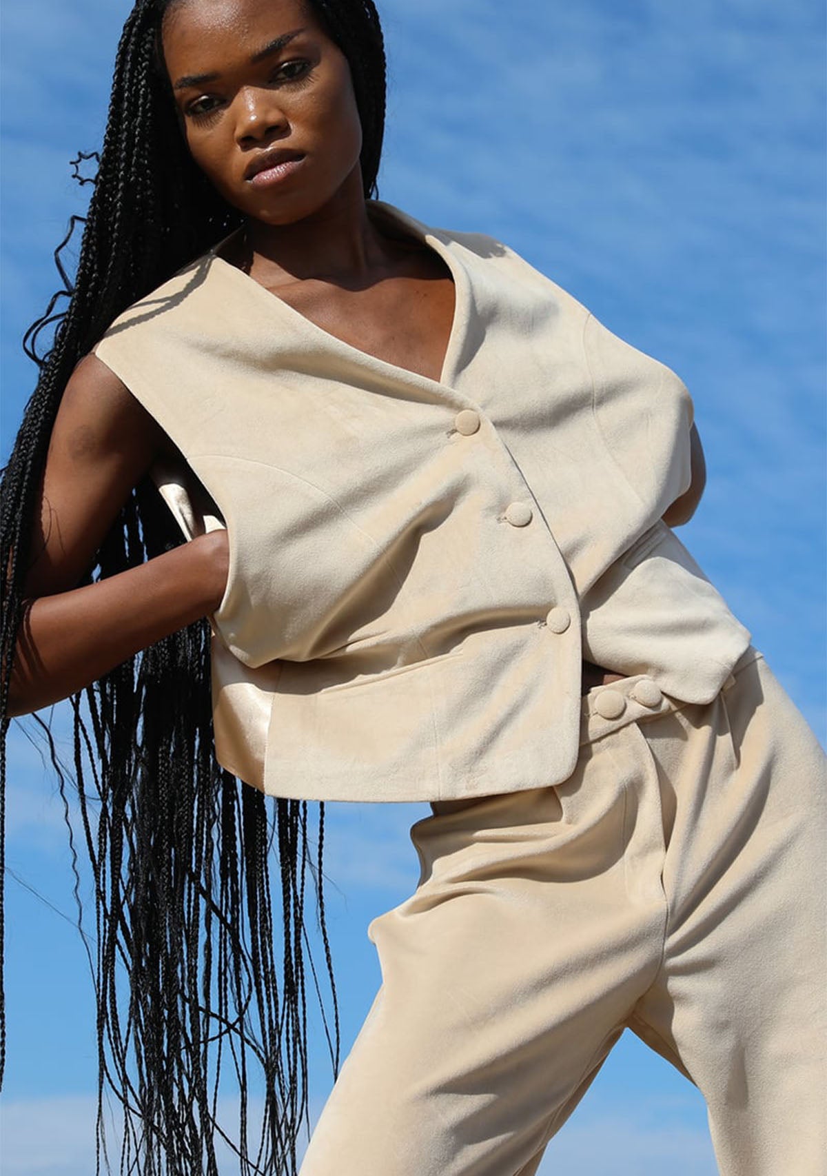 Cream Ines Velvet Vest