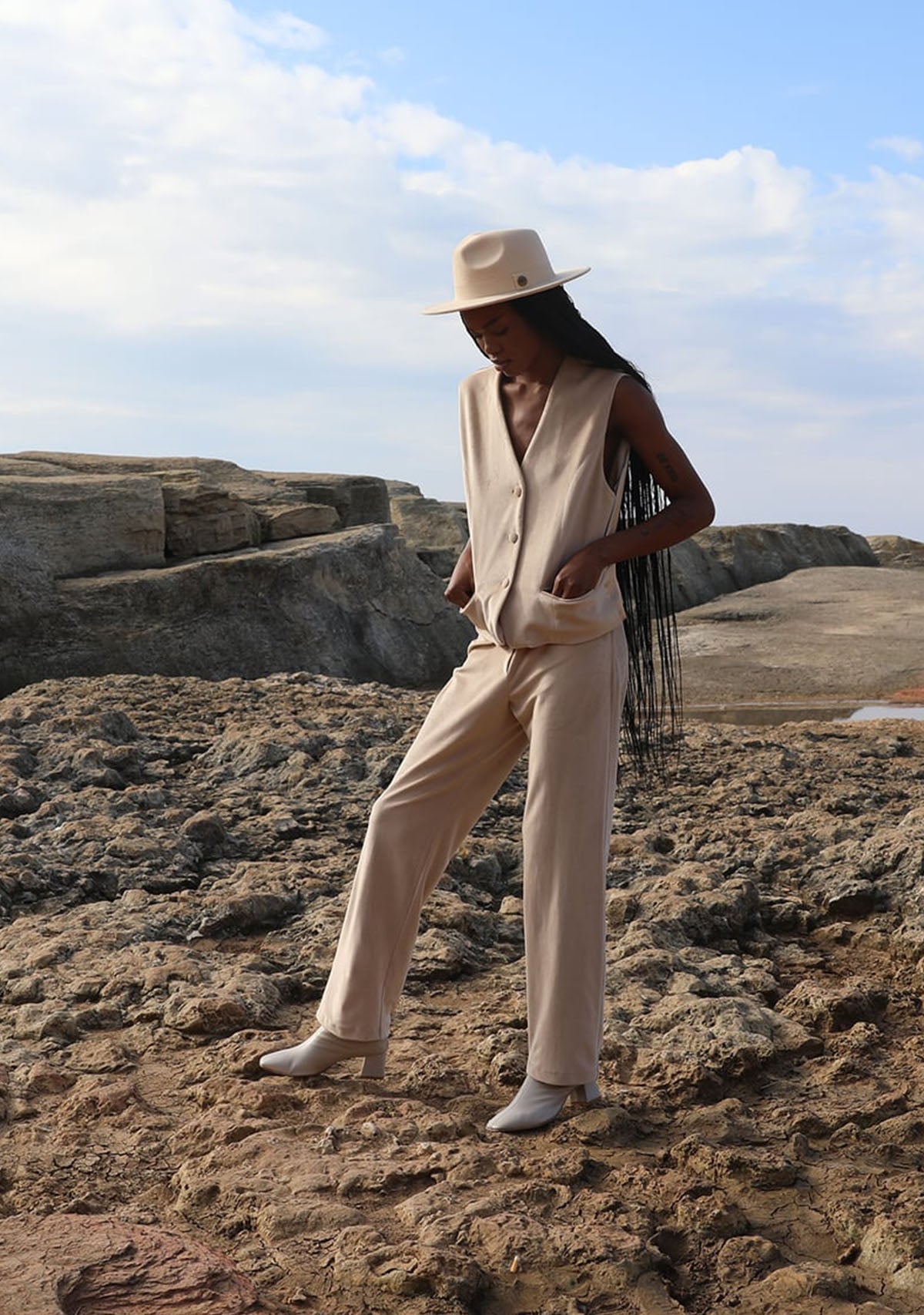 Cream Ines Velvet Vest