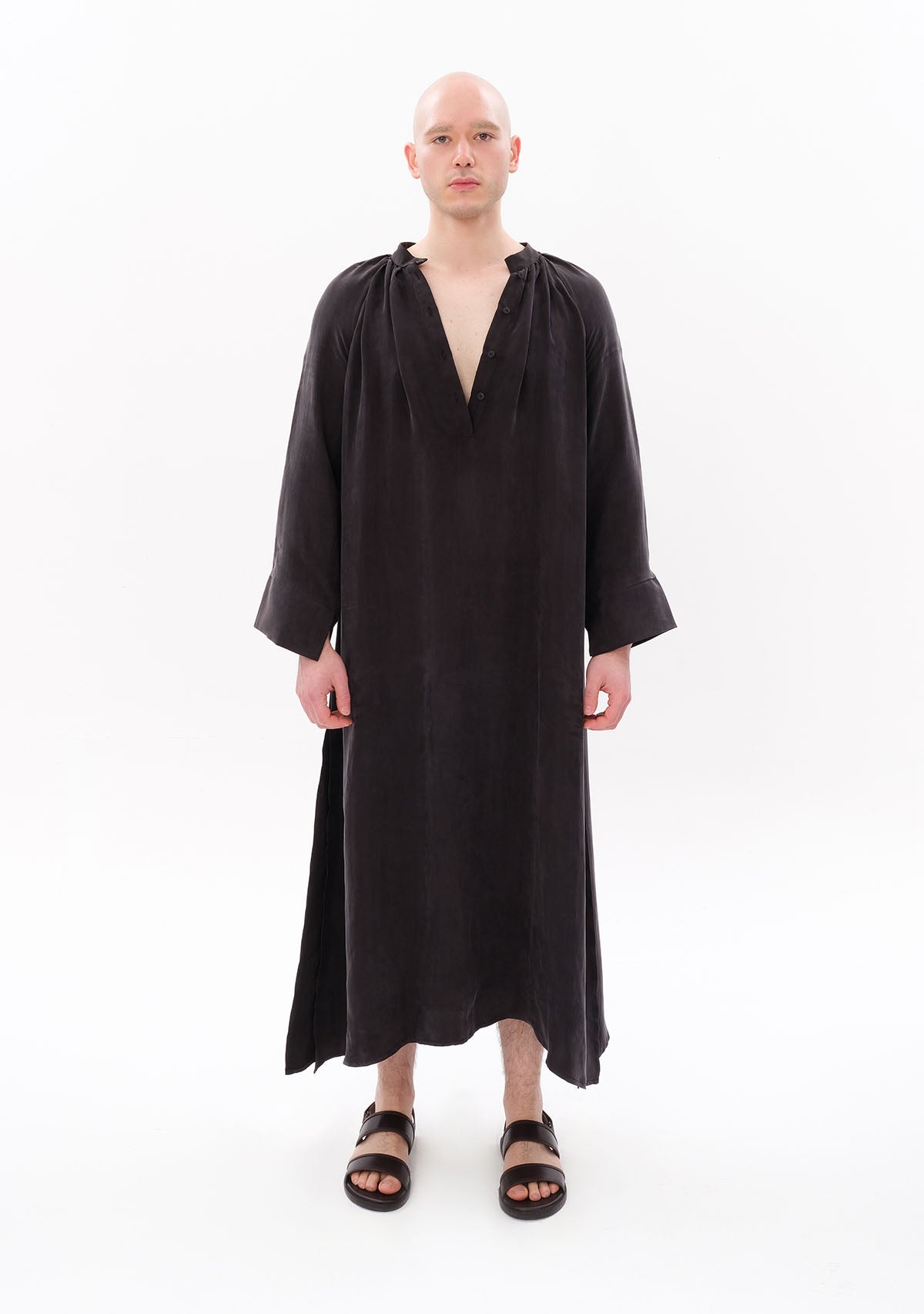 Antrasit Luxe Tencel™ Reglan Kol Elbise