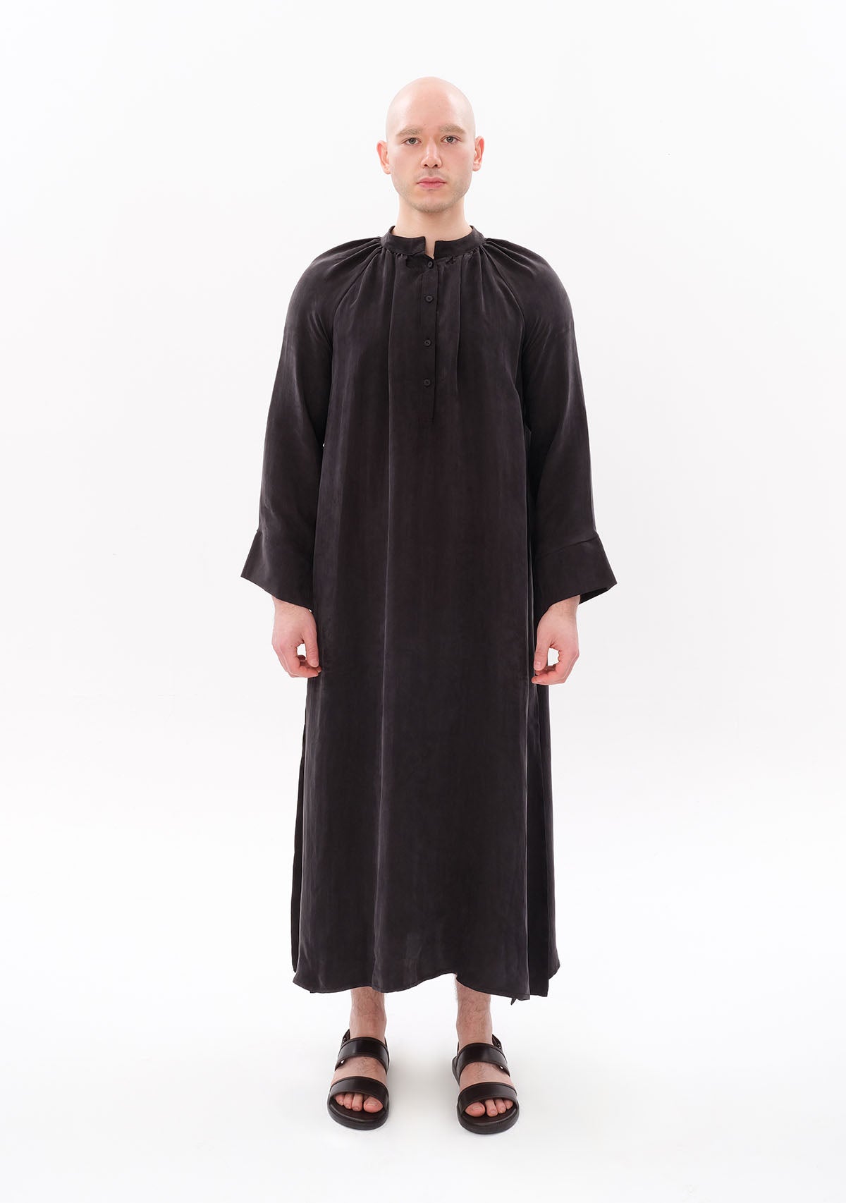 Antrasit Luxe Tencel™ Reglan Kol Elbise