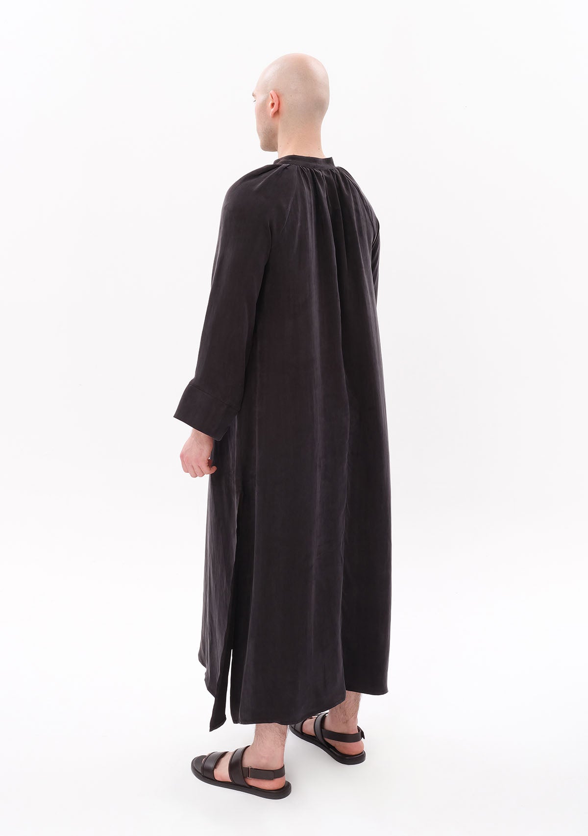 Antrasit Luxe Tencel™ Reglan Kol Elbise