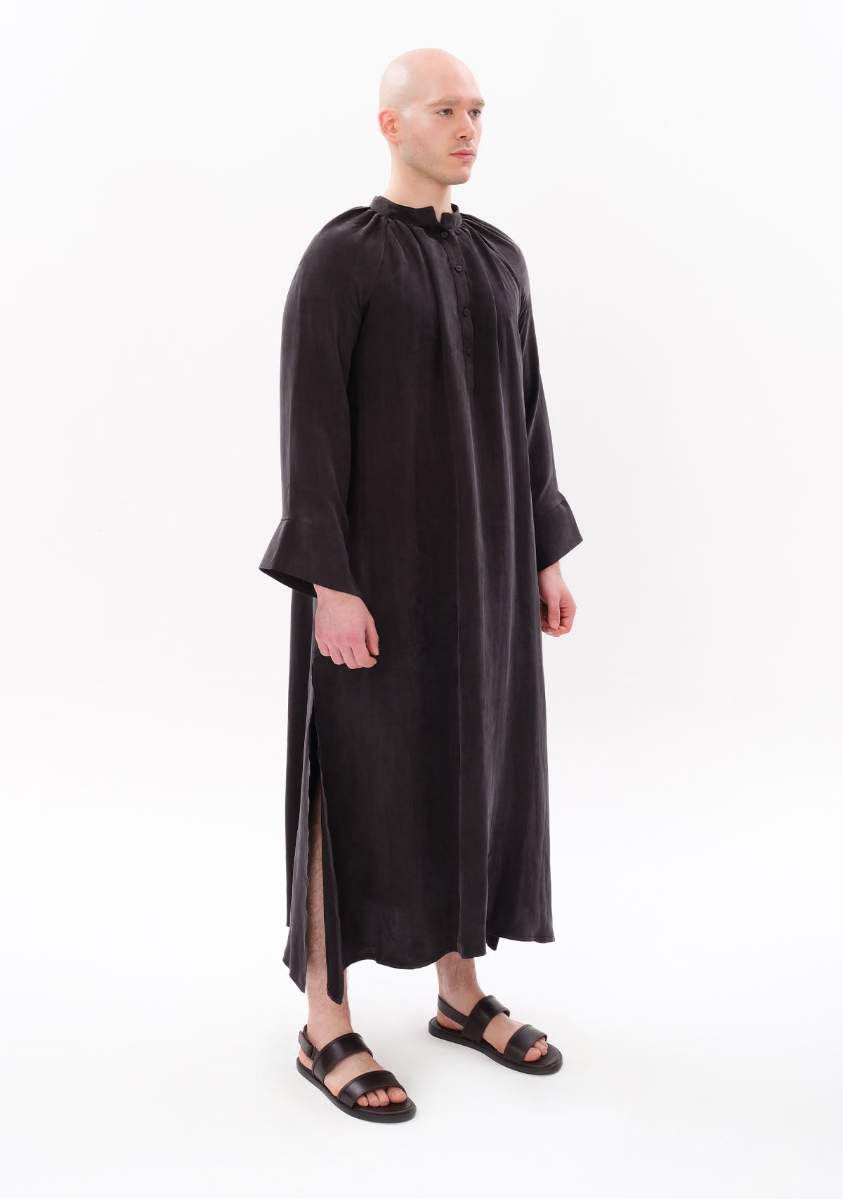 Antrasit Luxe Tencel™ Reglan Kol Elbise