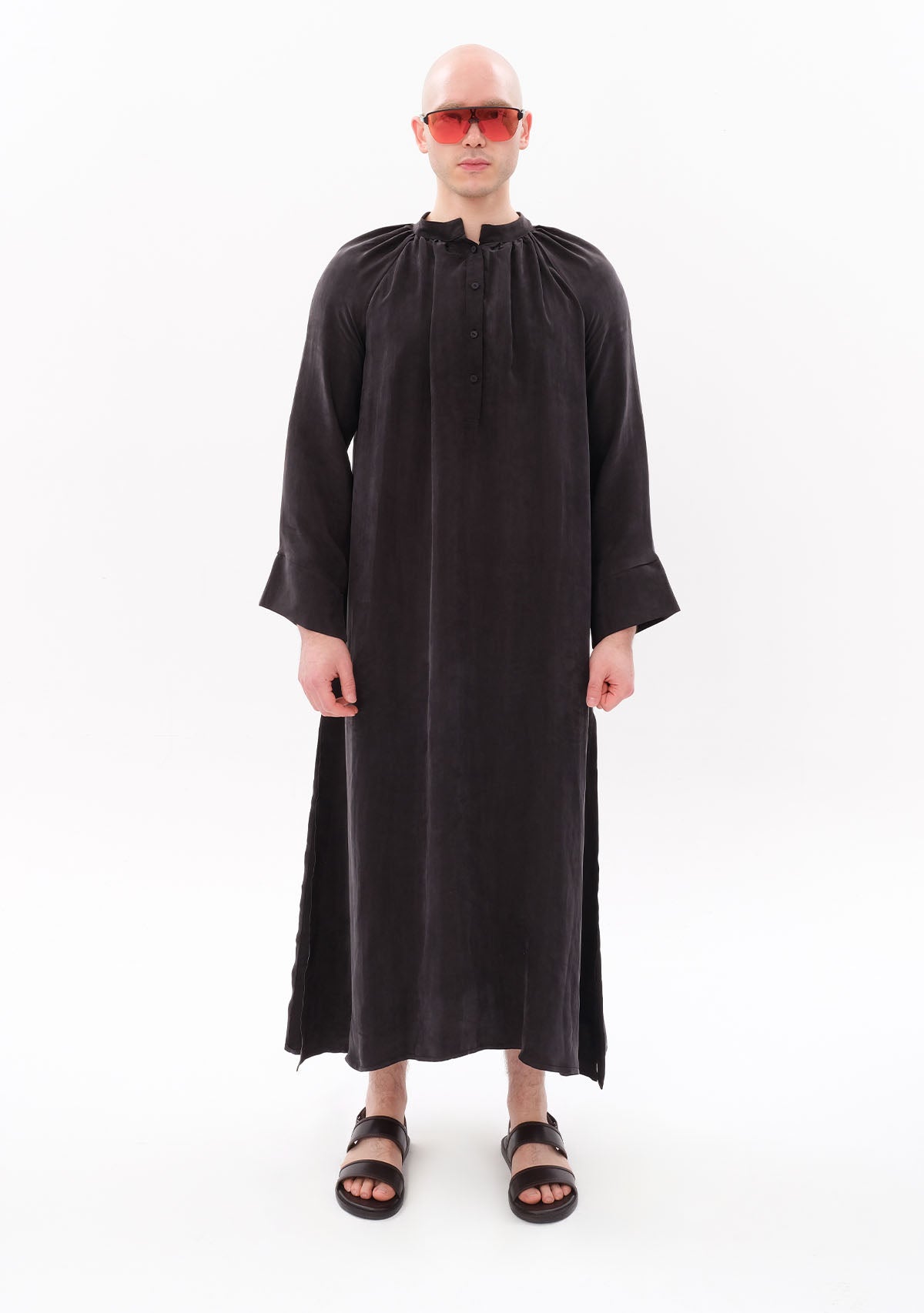 Antrasit Luxe Tencel™ Reglan Kol Elbise