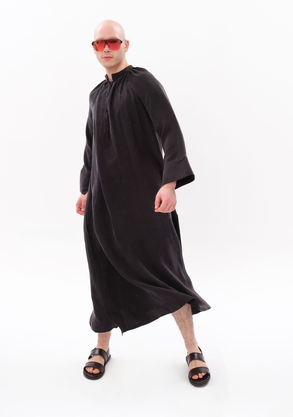 Antrasit Luxe Tencel™ Reglan Kol Elbise
