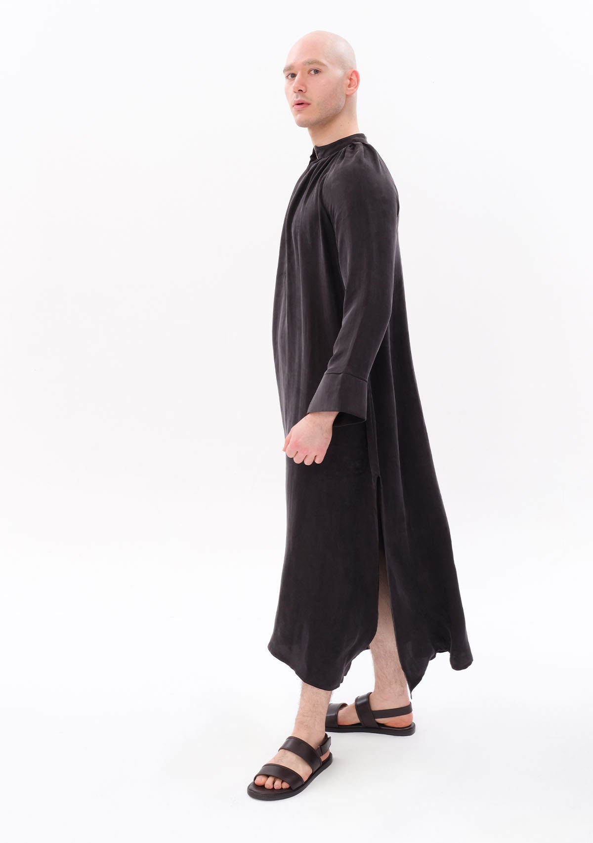 Antrasit Luxe Tencel™ Reglan Kol Elbise