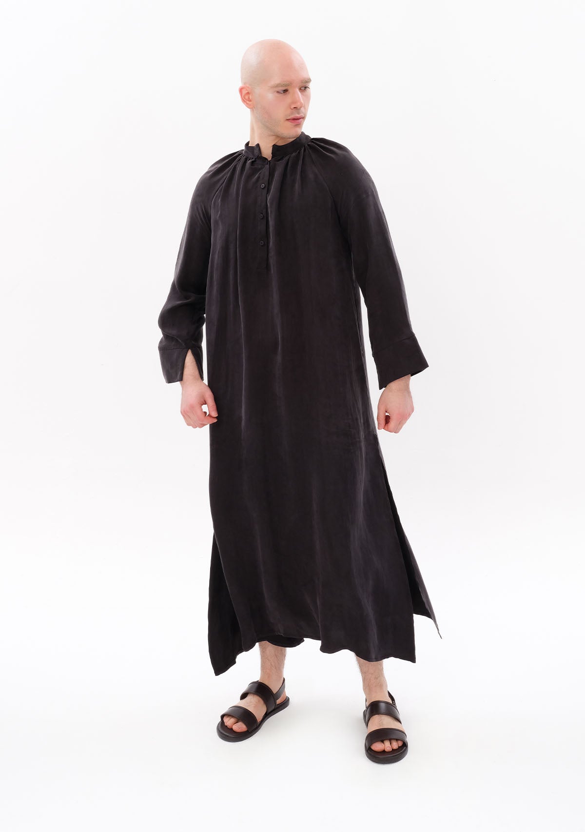 Antrasit Luxe Tencel™ Reglan Kol Elbise