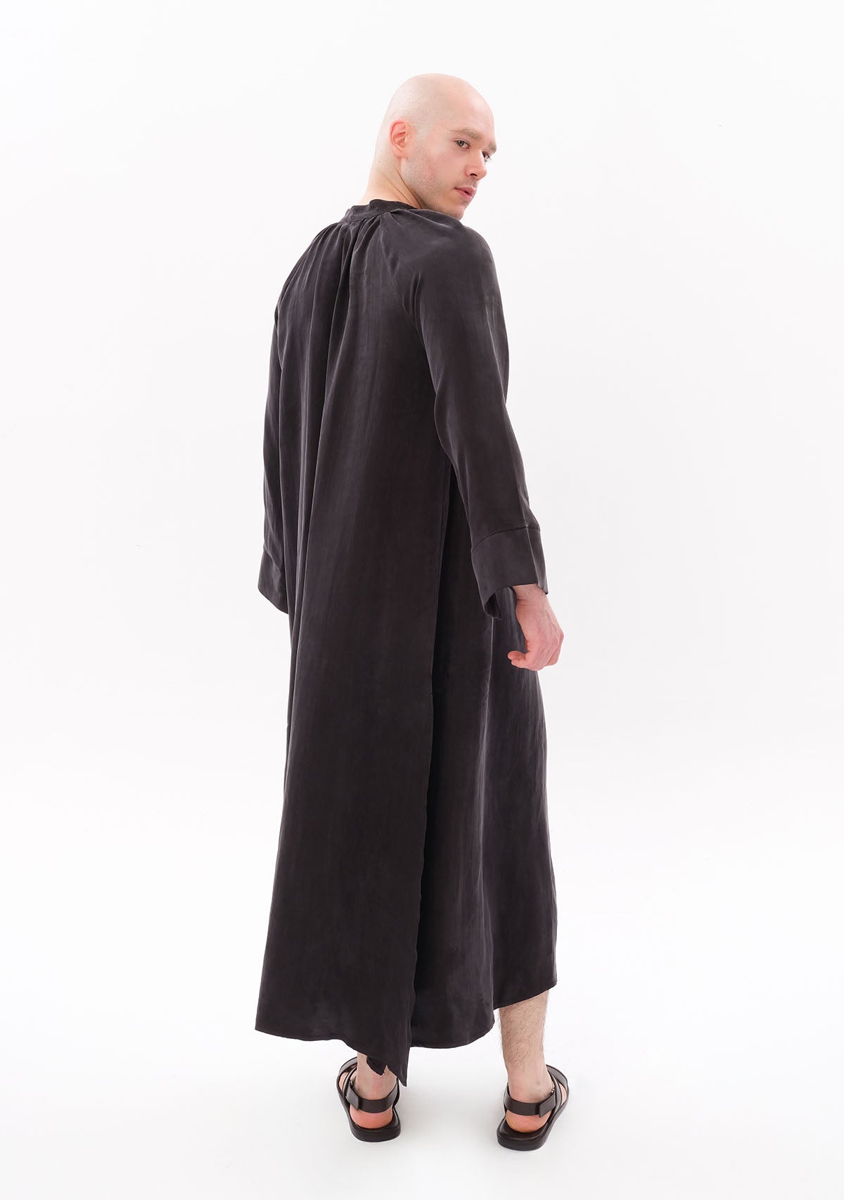 Antrasit Luxe Tencel™ Reglan Kol Elbise