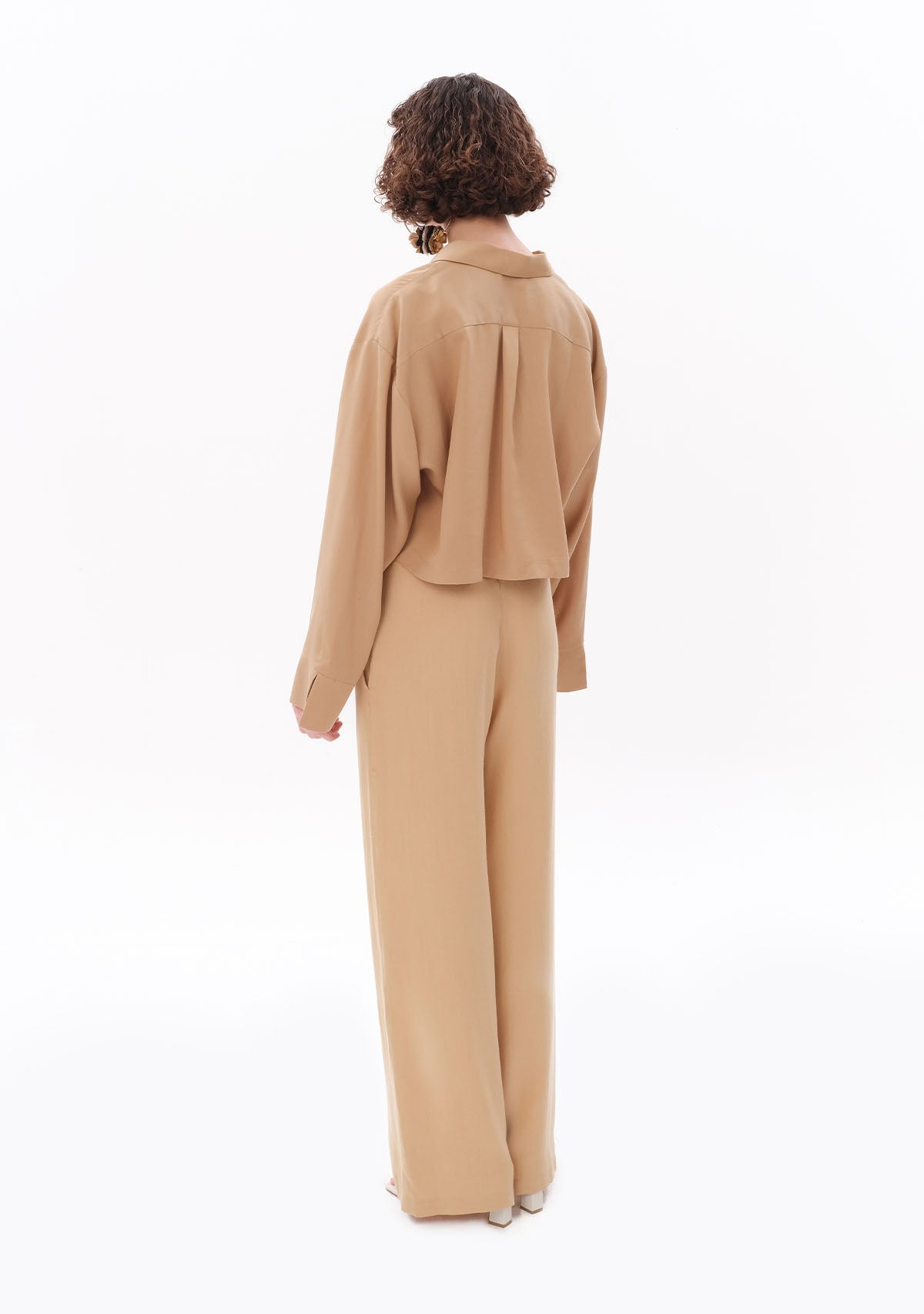 Bej Tencel™ Beli Lastikli Pantolon