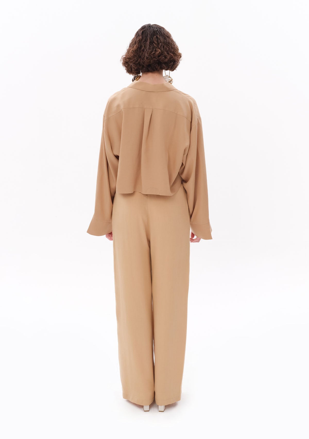 Bej Tencel™ Beli Lastikli Pantolon