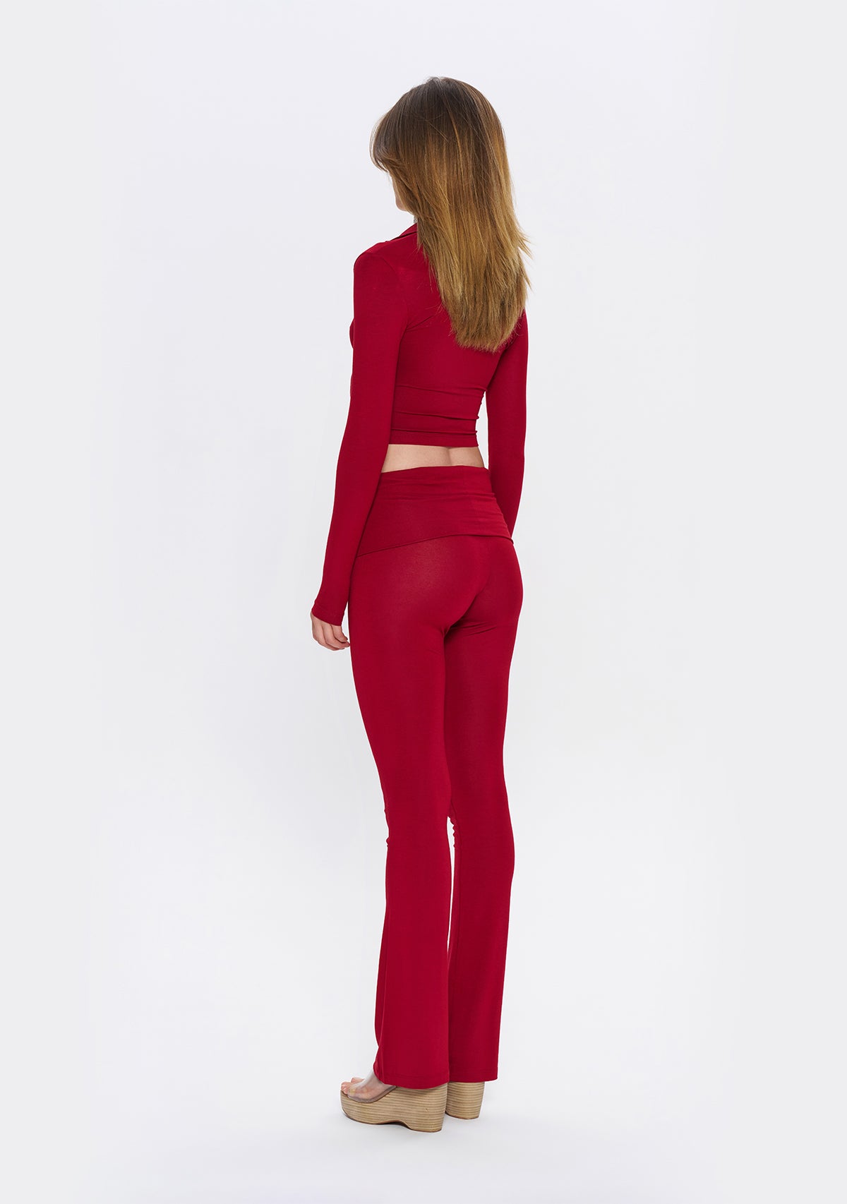 Bordo Fermuarlı Dar Kesim Yumuşak Hırka