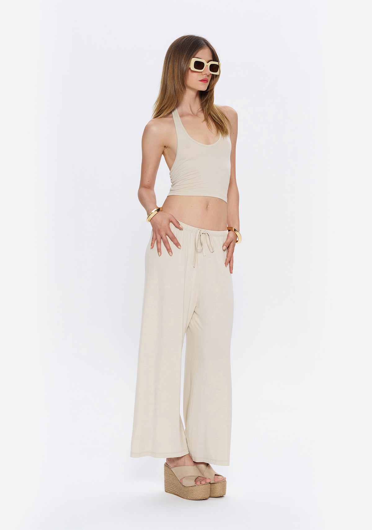 Halter Yaka Krem Yumuşak  Bluz