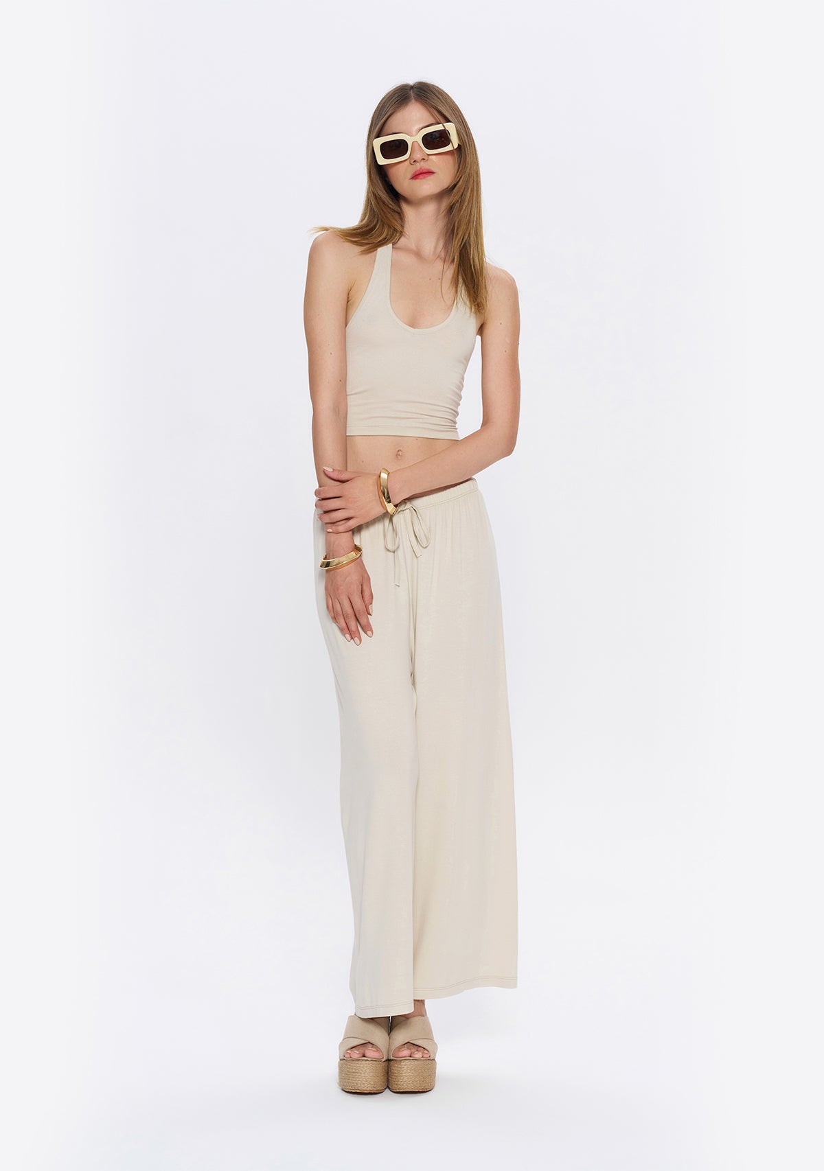 Halter Yaka Krem Yumuşak  Bluz