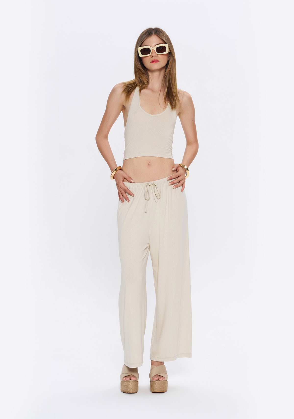 Halter Yaka Krem Yumuşak  Bluz