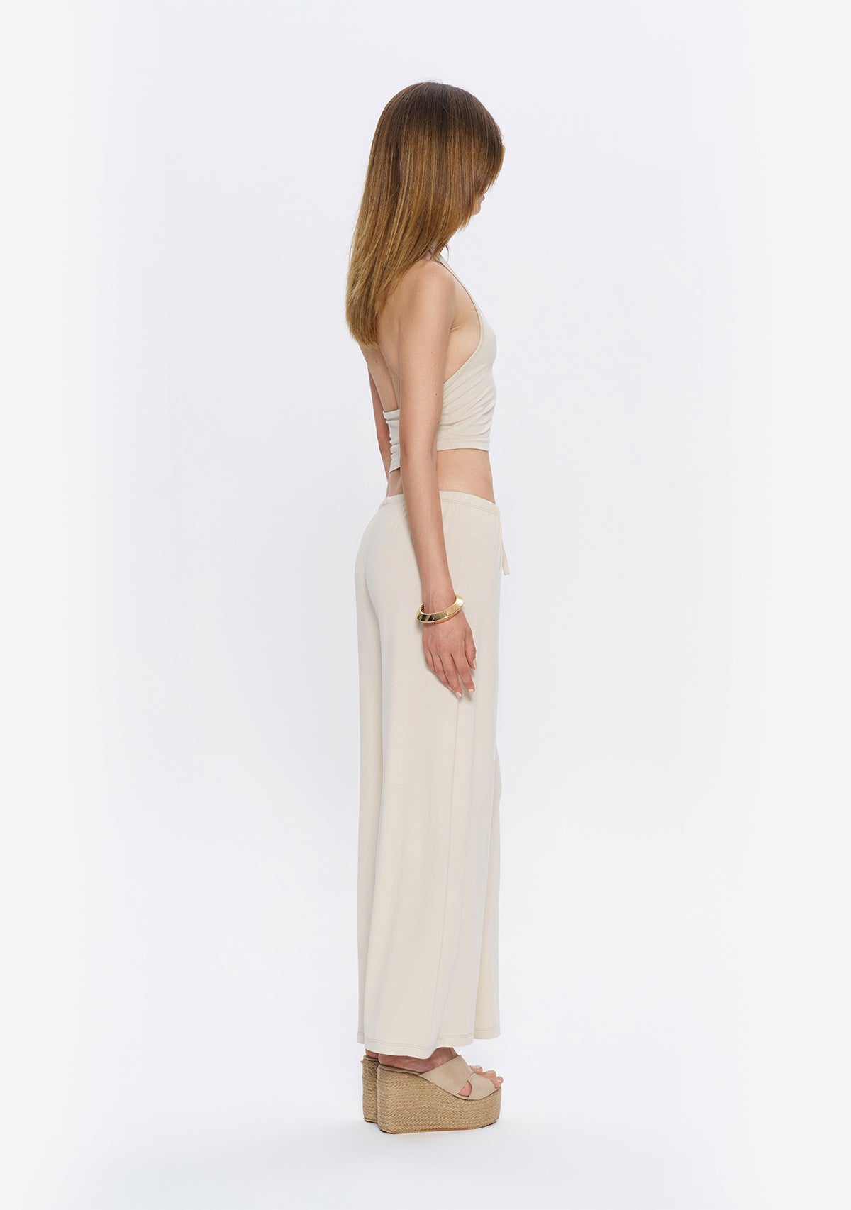 Halter Yaka Krem Yumuşak  Bluz