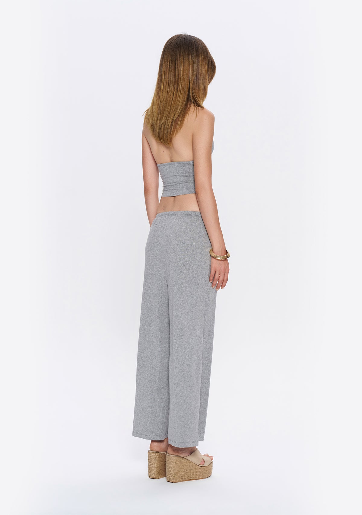 Halter Yaka Gri Yumuşak  Bluz