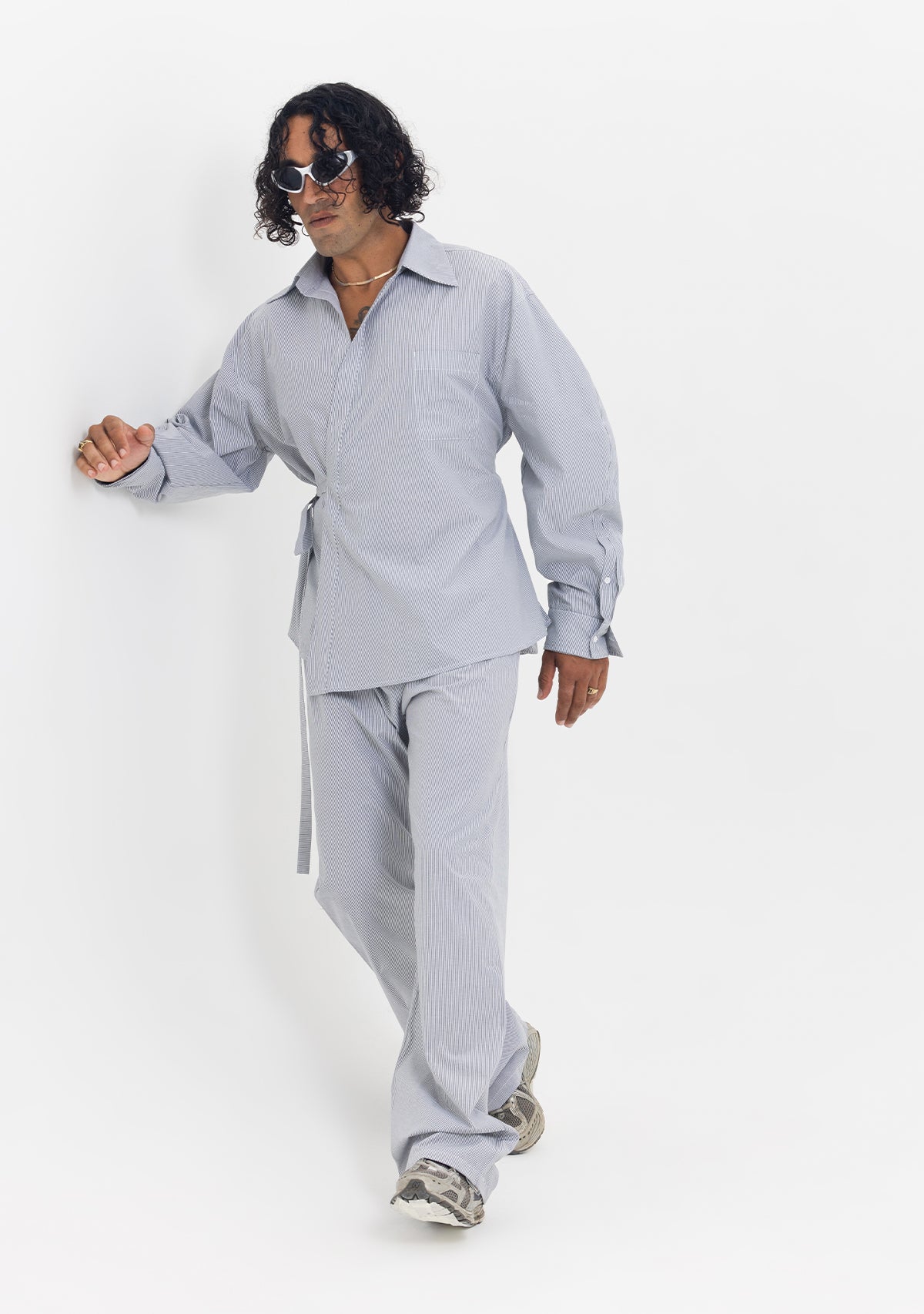 Linear Flow Wrap Shirt