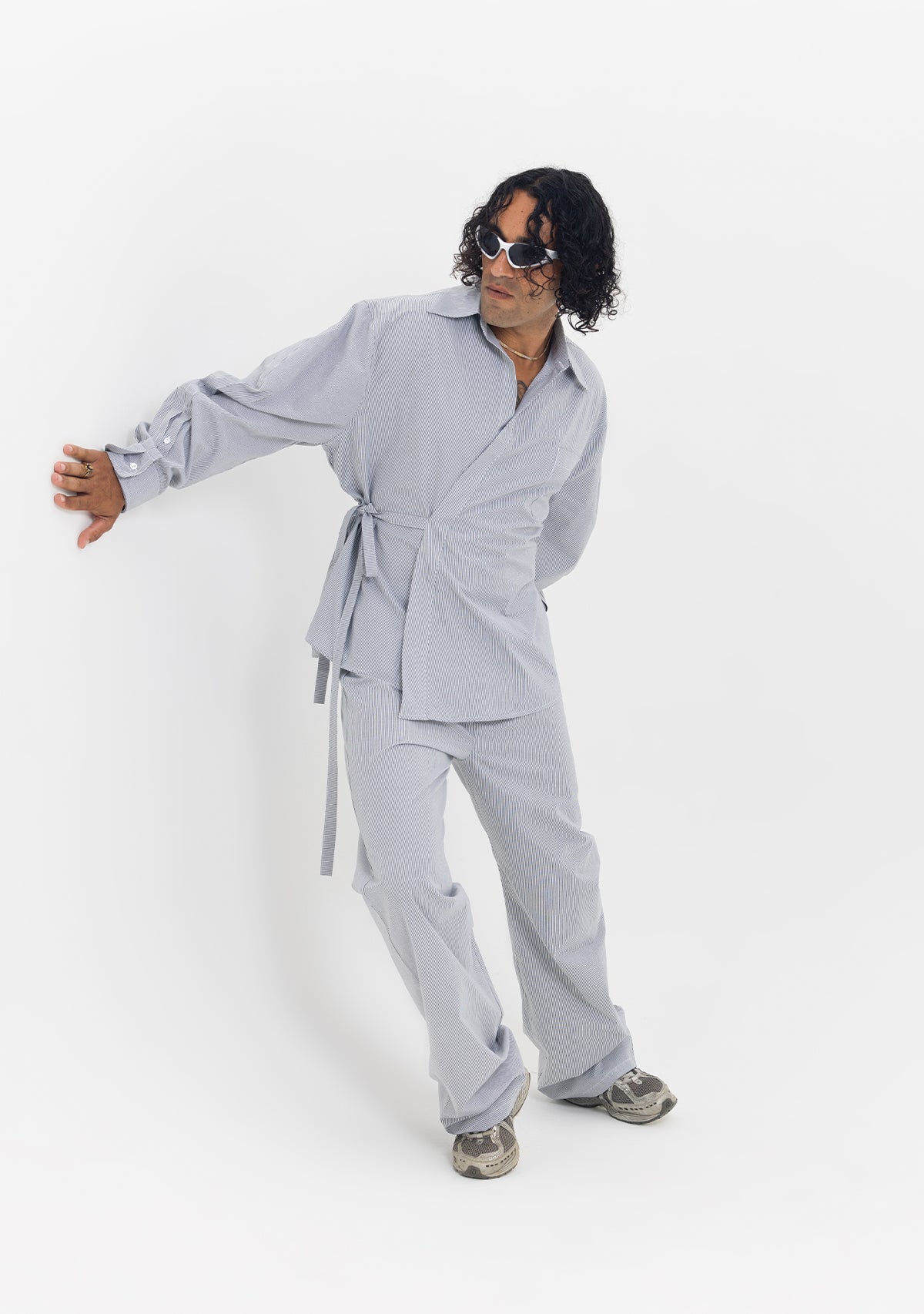 Linear Flow Wrap Shirt