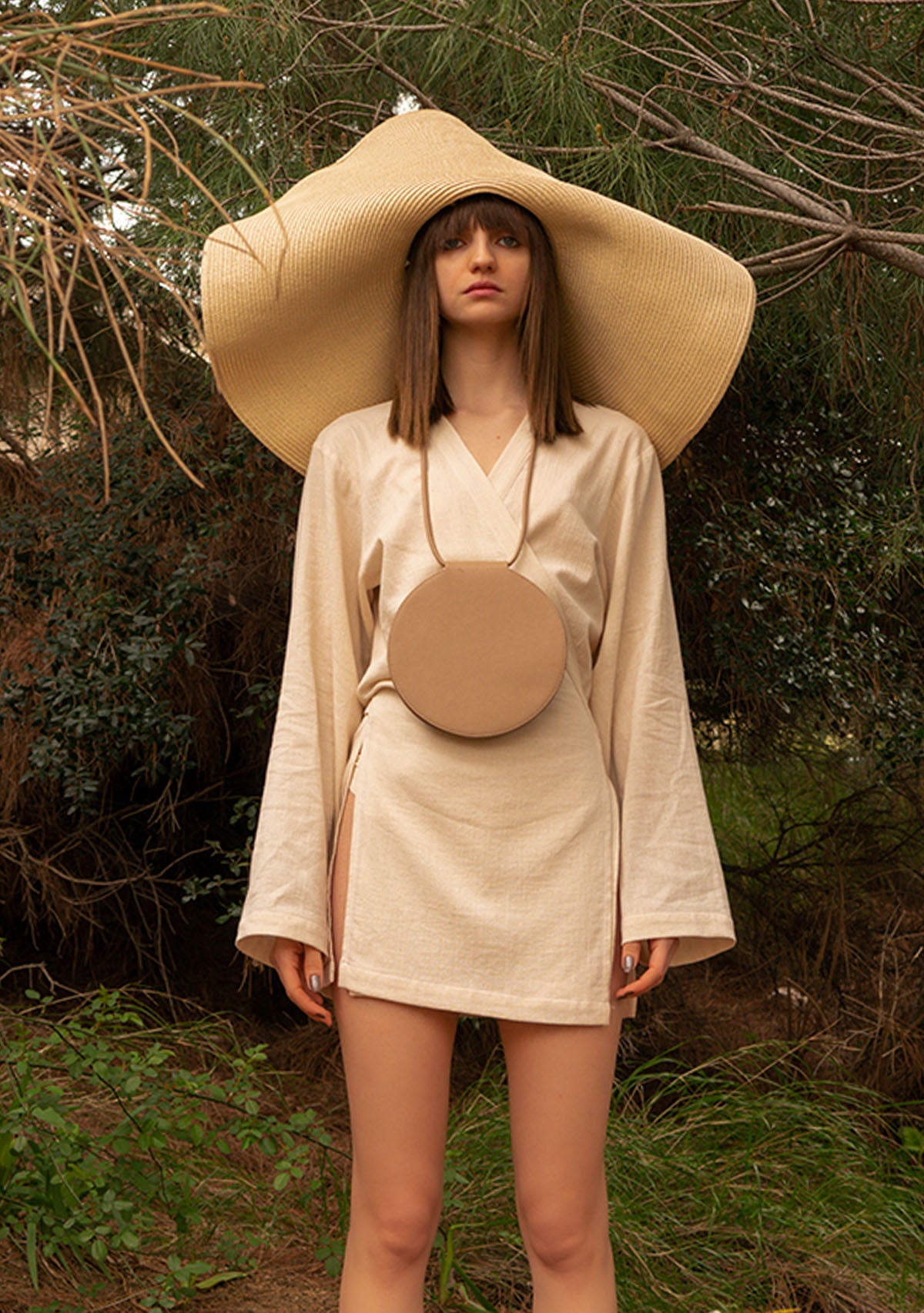 Mocha Vegan Leather Round Bag