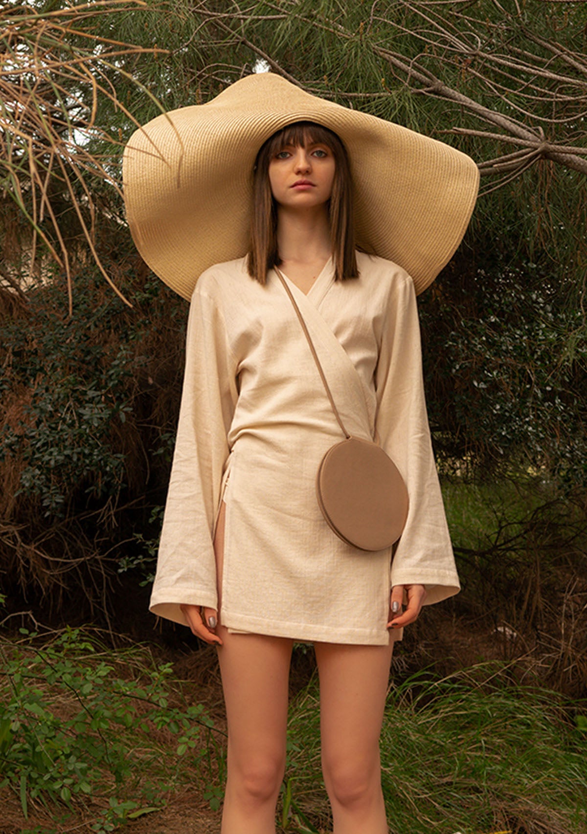 Mocha Vegan Leather Round Bag