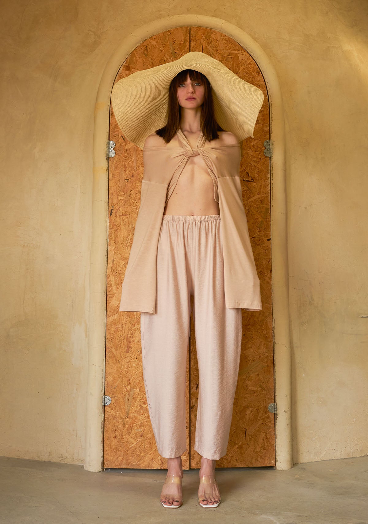 Bağlamalı Yarasa Kol Nude Bluz