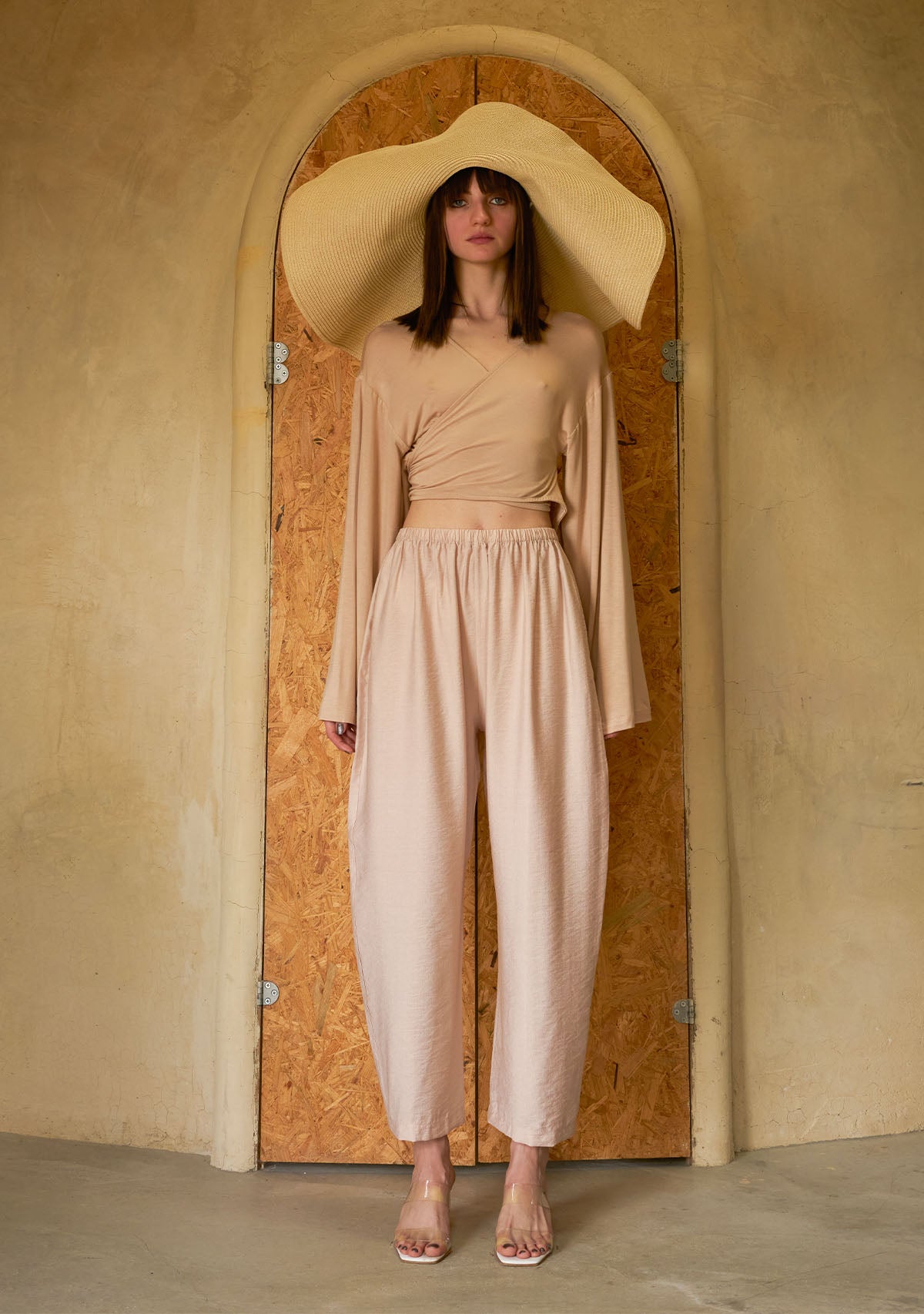 Bağlamalı Yarasa Kol Nude Bluz