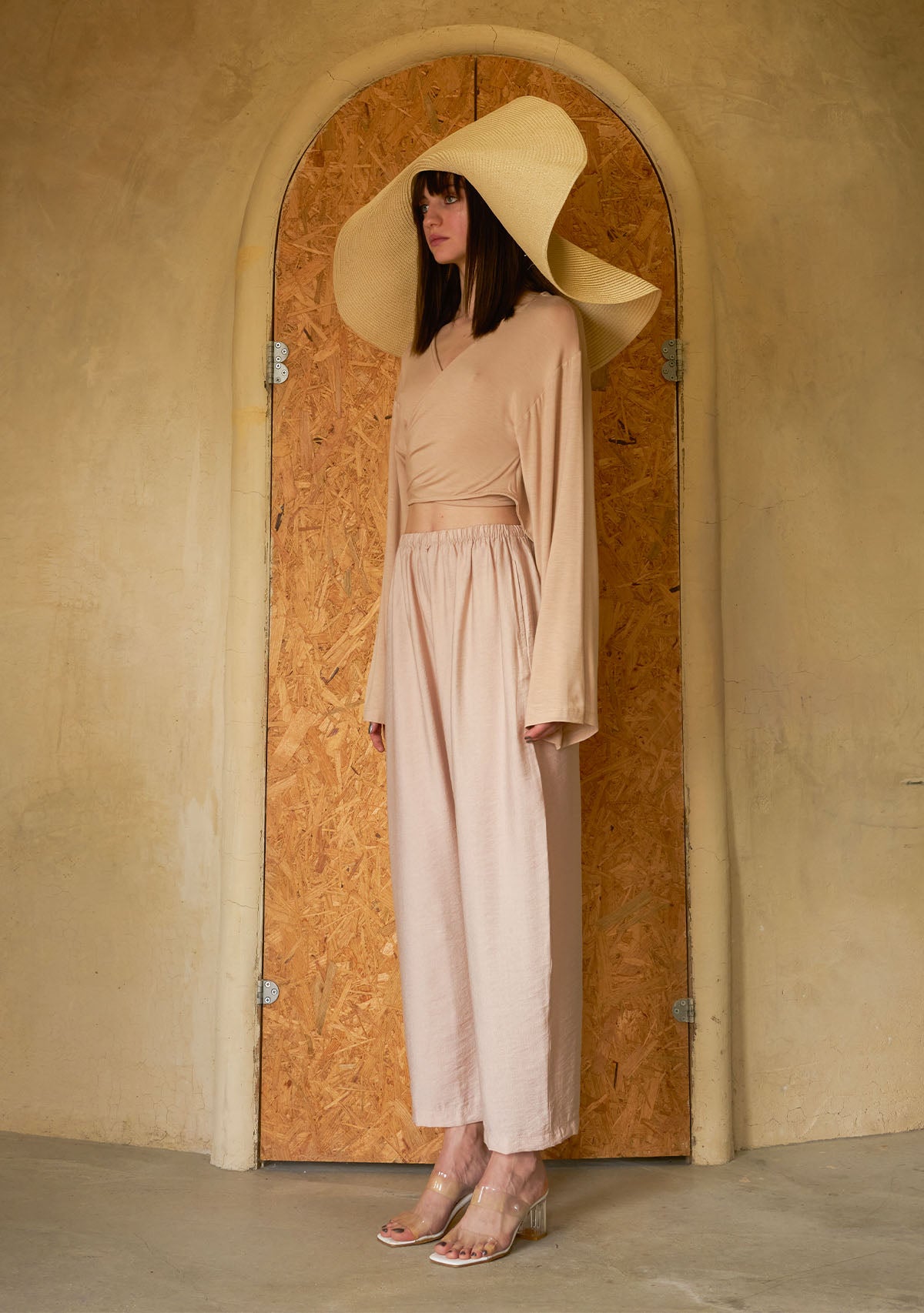 Bağlamalı Yarasa Kol Nude Bluz