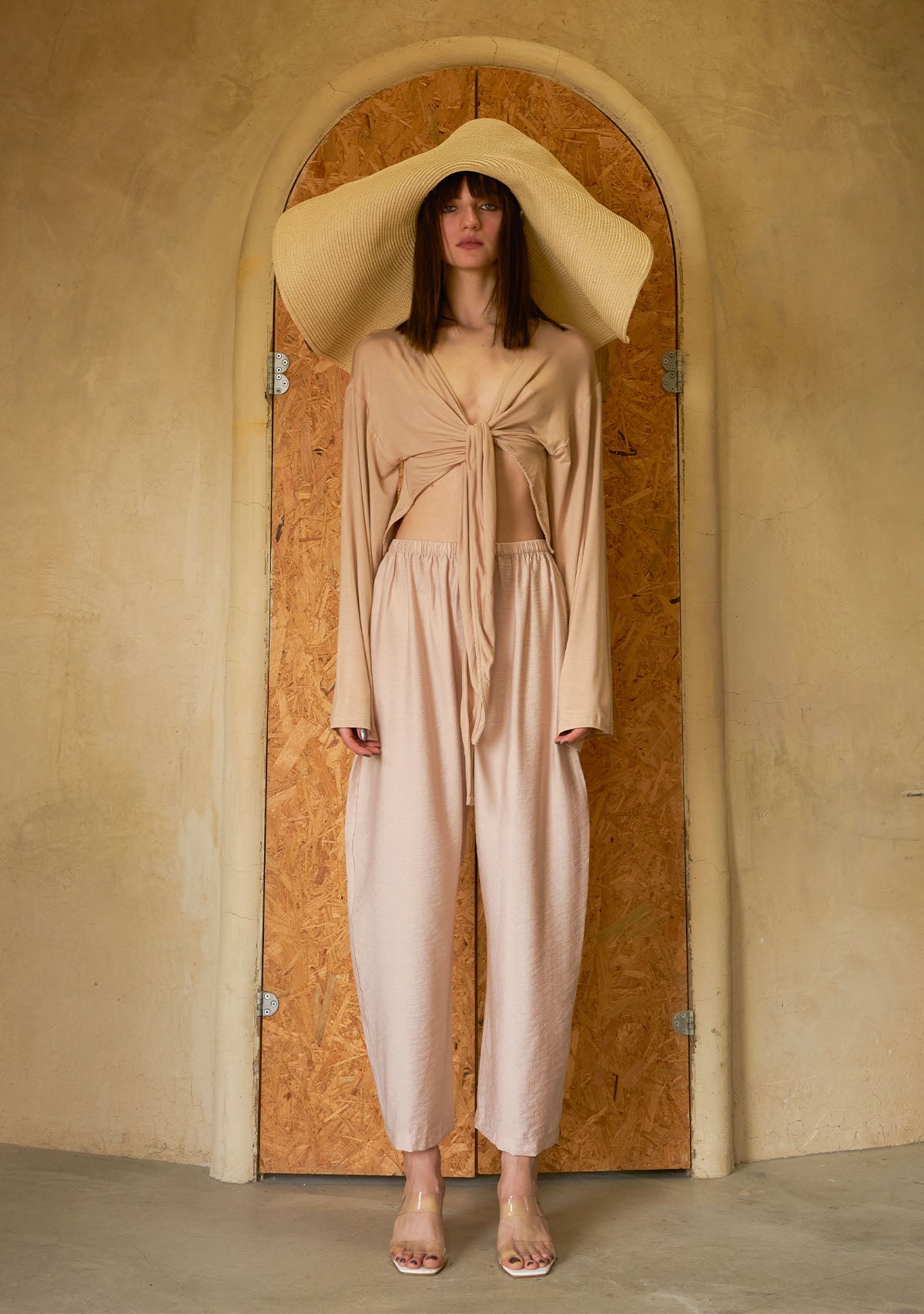 Bağlamalı Yarasa Kol Nude Bluz