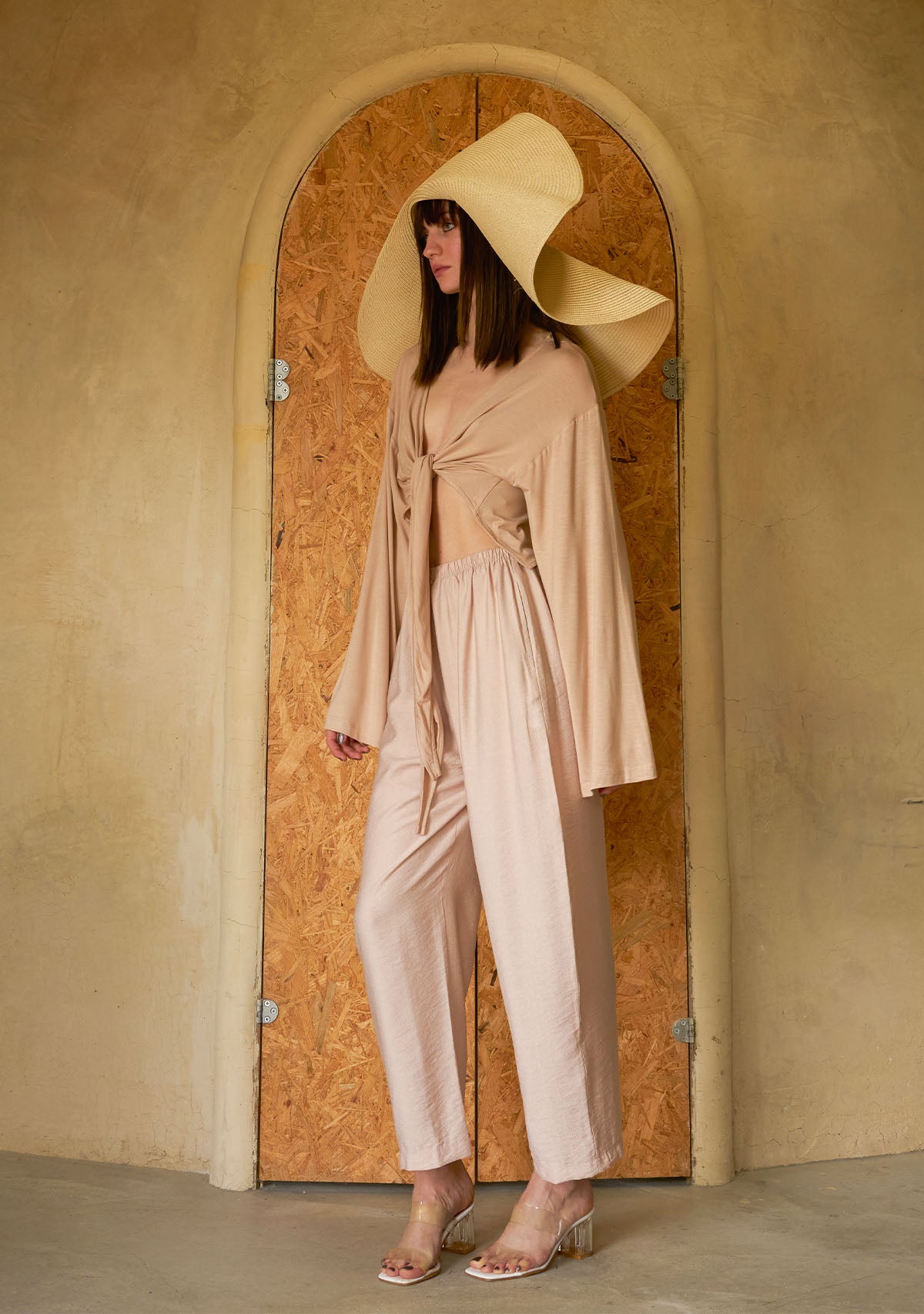 Bağlamalı Yarasa Kol Nude Bluz