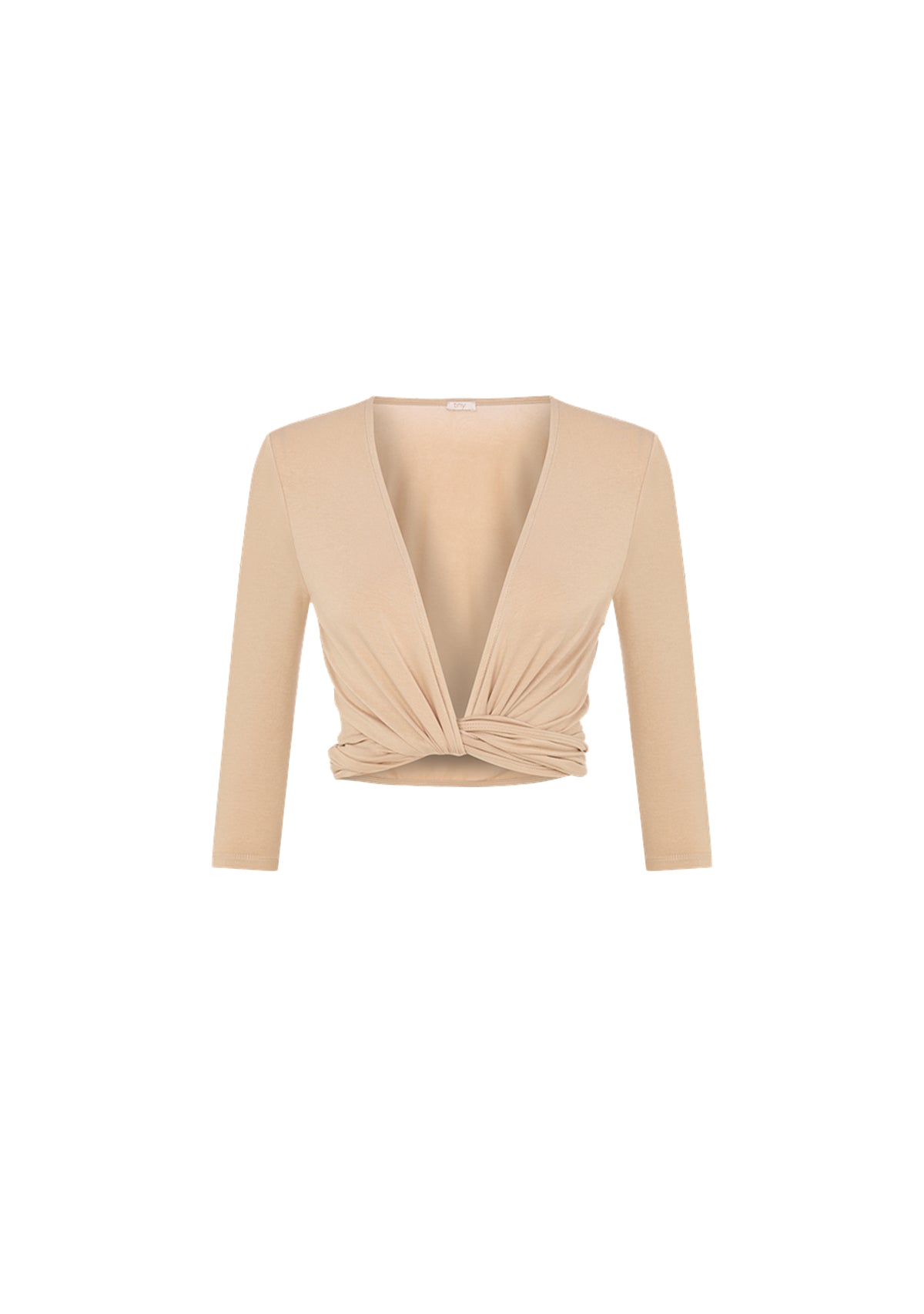 Bağlamalı Uzun Kollu Kısa Nude Bluz