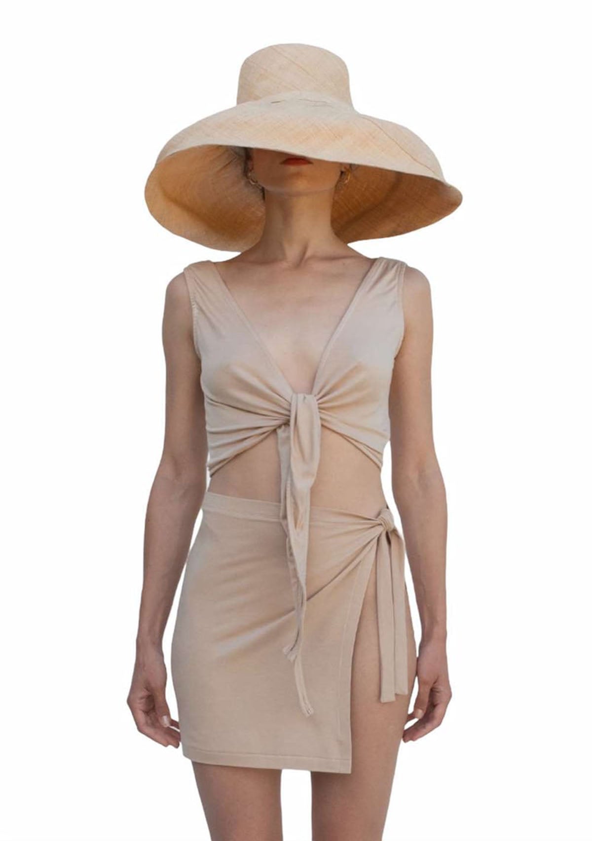 Bağlamalı Sıfır Kol Nude Bluz